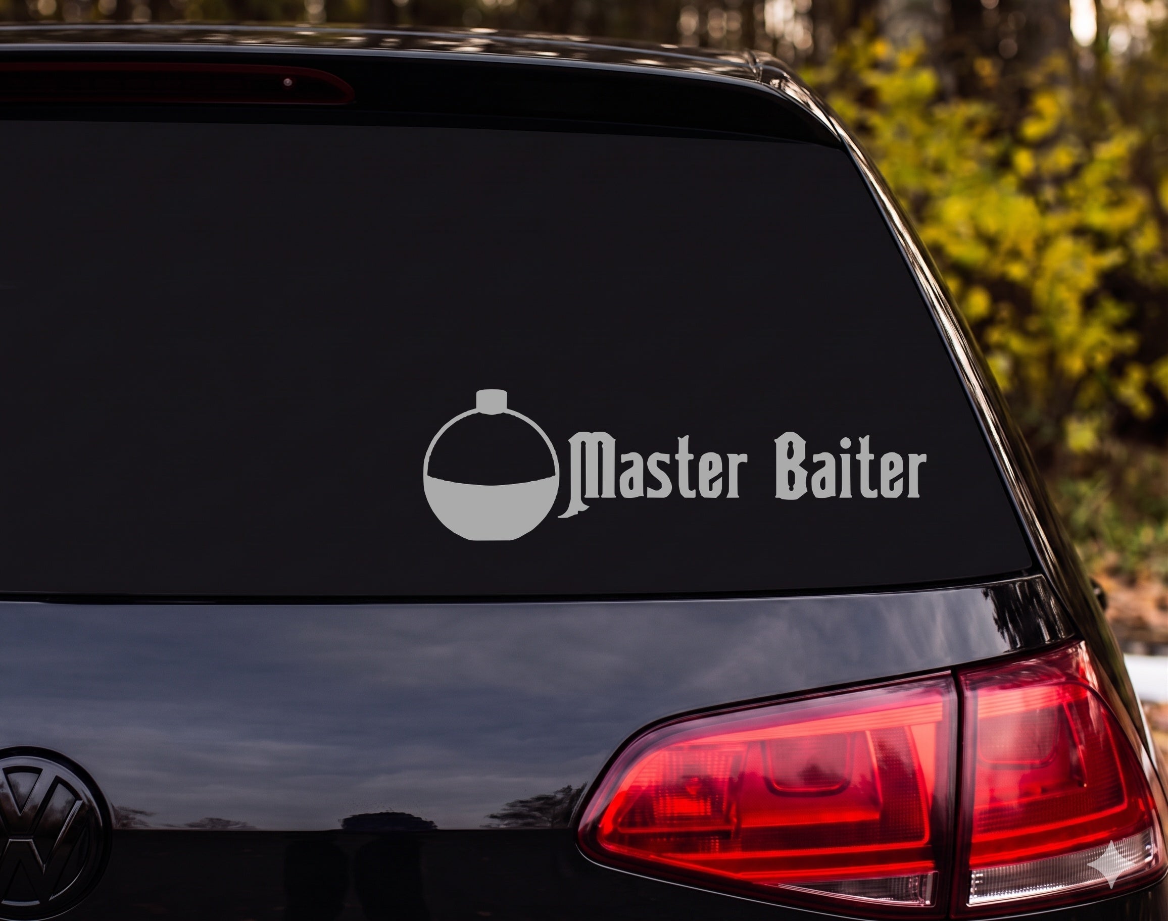 Master Baiter Fishing Bobber Silhouette Vinyl Decal Sticker Car Window - Silver