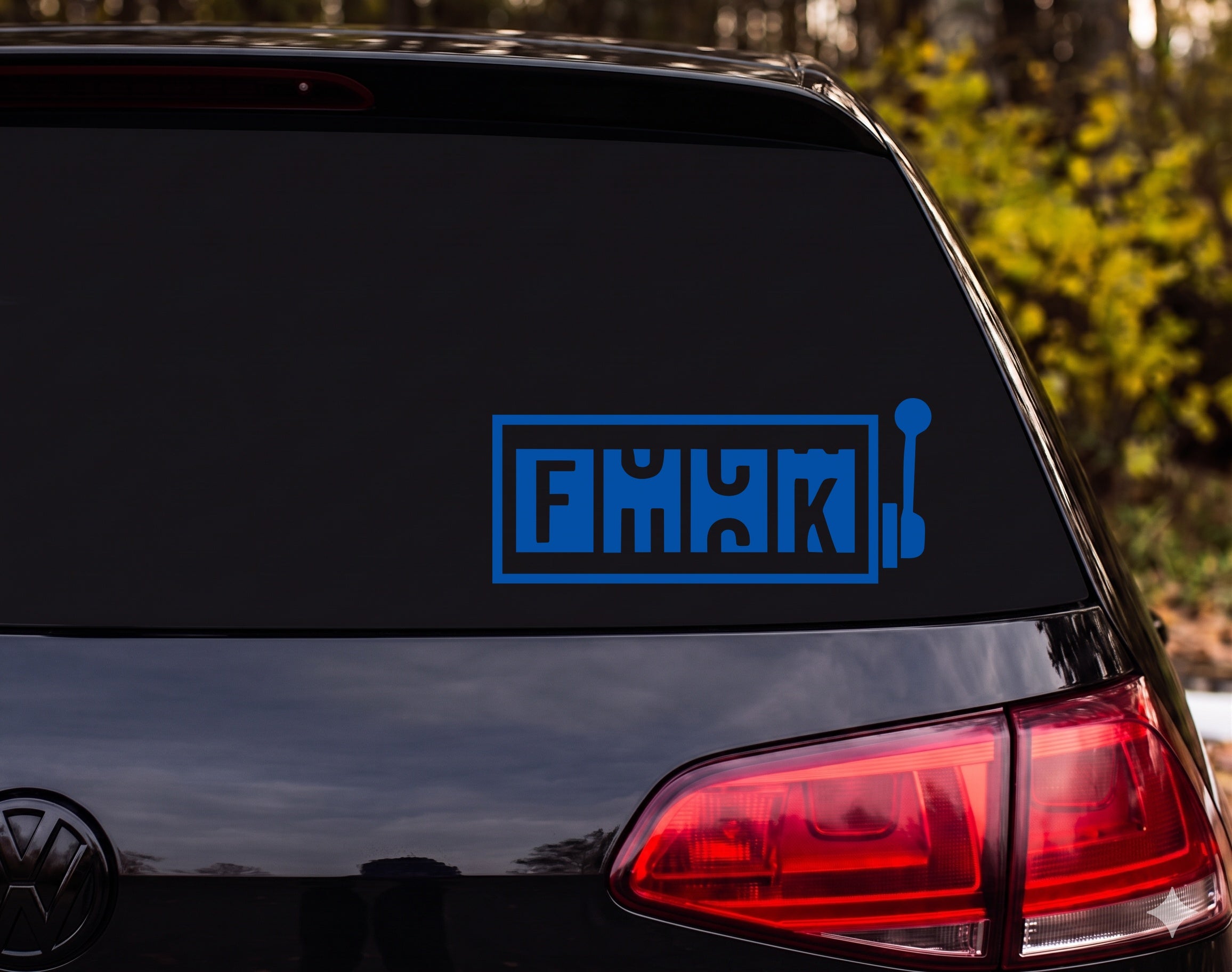 FMCK Rectangle Lever Joystick Stencil Style Vinyl Decal Sticker Car Laptop - Blue