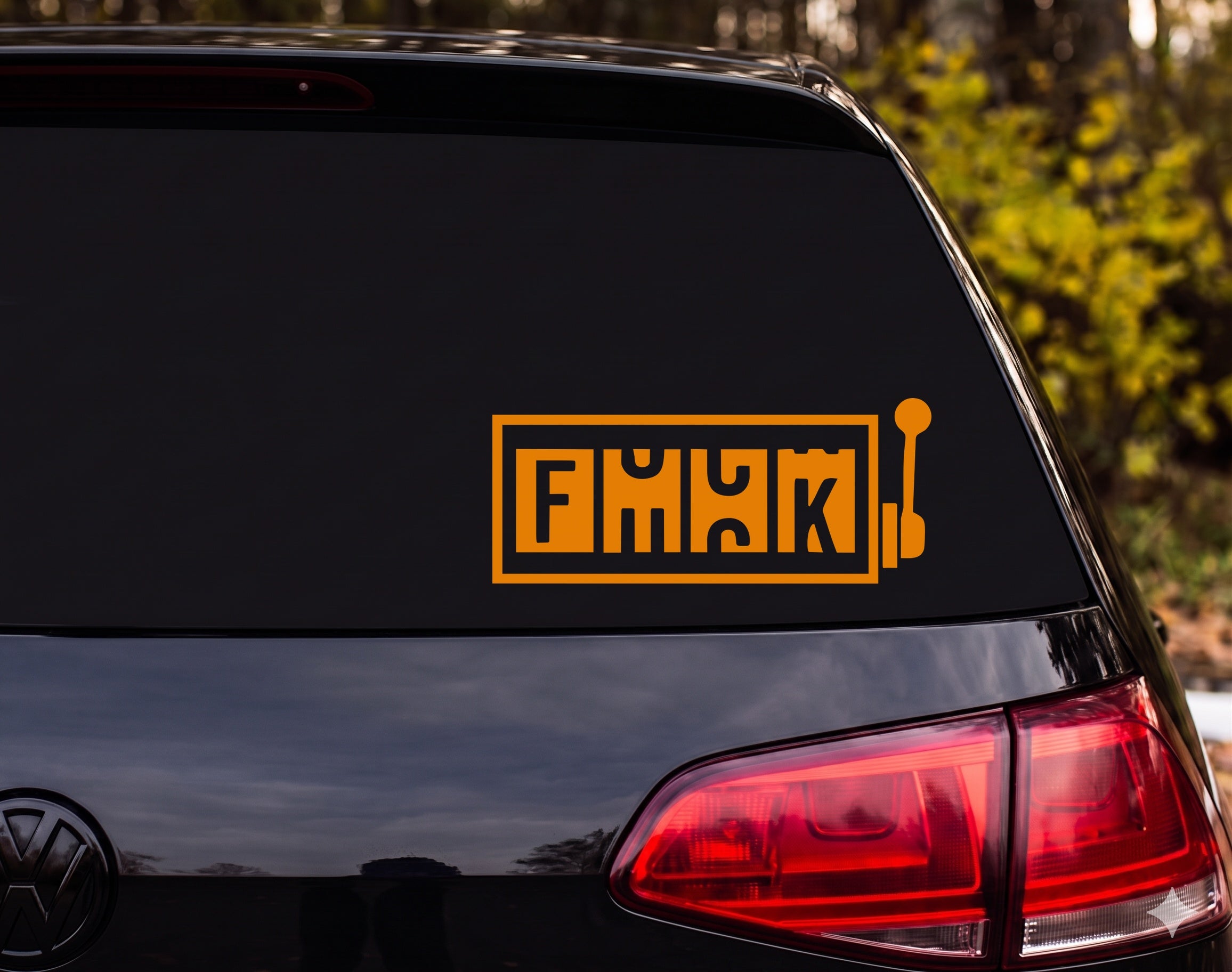 FMCK Rectangle Lever Joystick Stencil Style Vinyl Decal Sticker Car Laptop - Orange