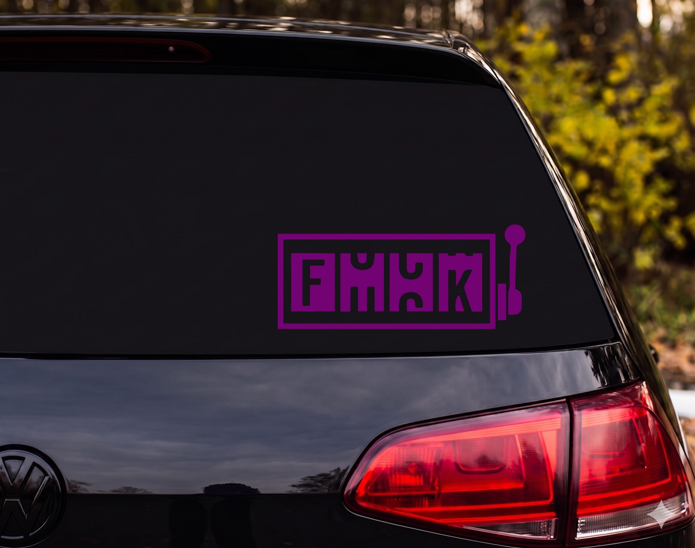 FMCK Rectangle Lever Joystick Stencil Style Vinyl Decal Sticker Car Laptop - Purple