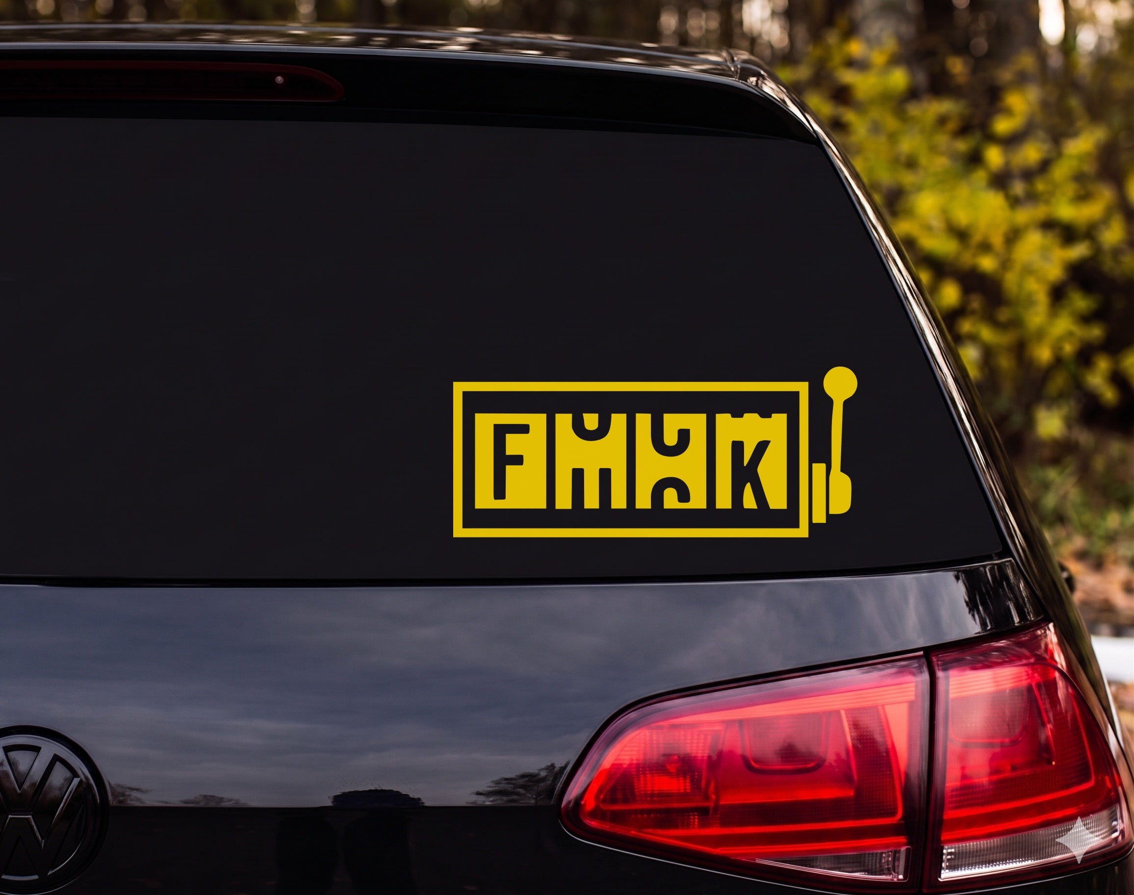 FMCK Rectangle Lever Joystick Stencil Style Vinyl Decal Sticker Car Laptop - Yellow