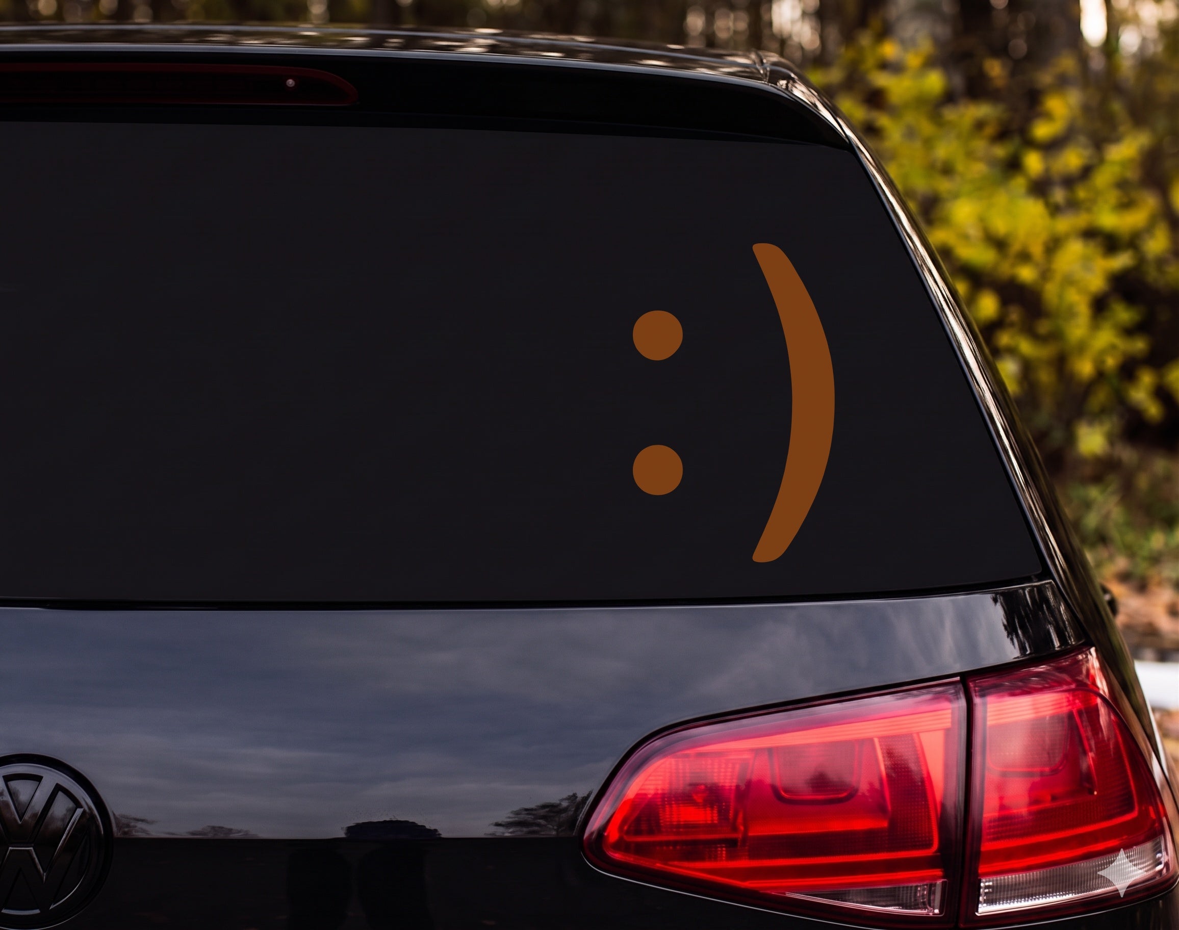 Smiley Face Emoticon :) Silhouette Vinyl Decal Sticker Car Window Laptop - Brown
