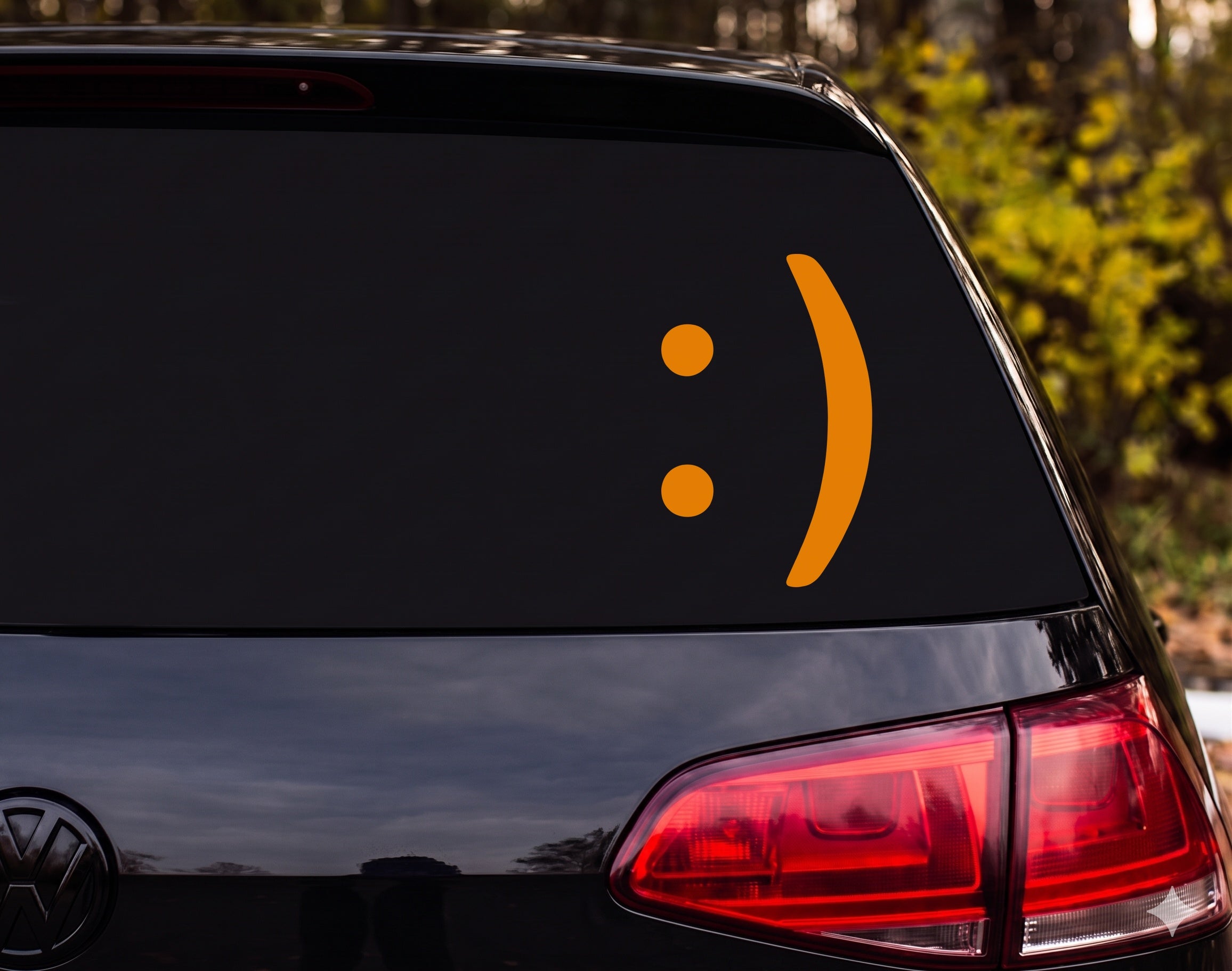 Smiley Face Emoticon :) Silhouette Vinyl Decal Sticker Car Window Laptop - Orange