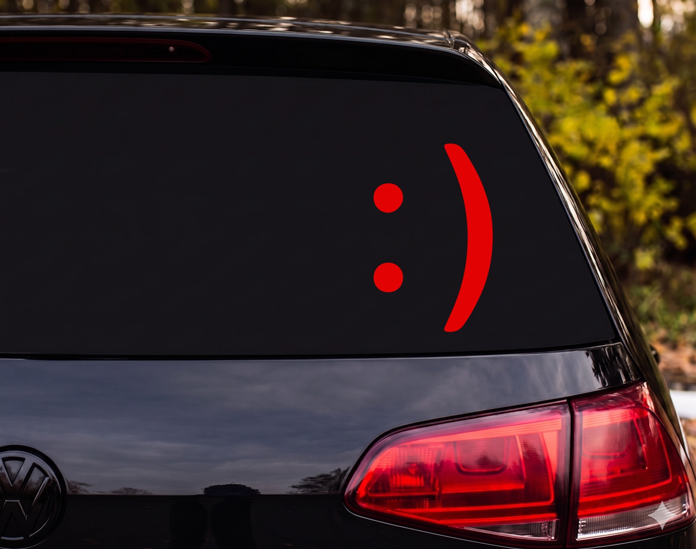 Smiley Face Emoticon :) Silhouette Vinyl Decal Sticker Car Window Laptop - Red