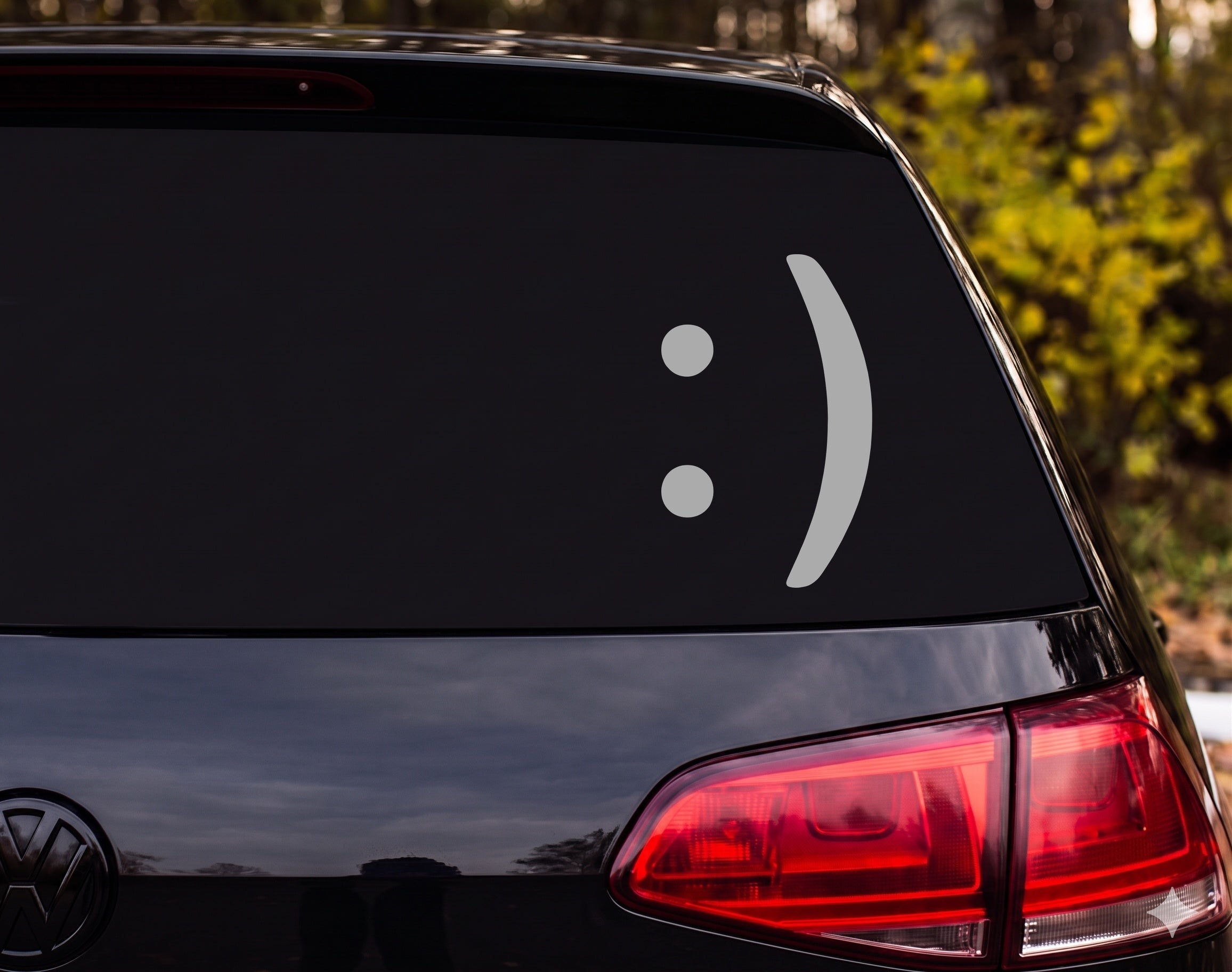 Smiley Face Emoticon :) Silhouette Vinyl Decal Sticker Car Window Laptop - Silver