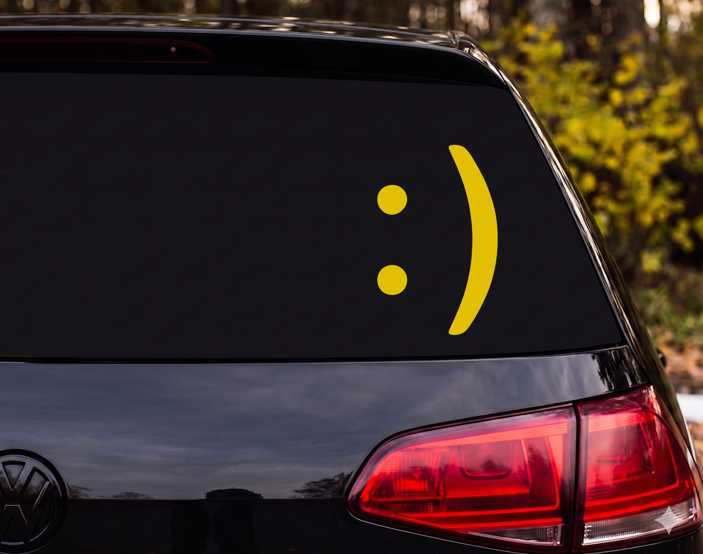 Smiley Face Emoticon :) Silhouette Vinyl Decal Sticker Car Window Laptop - Yellow