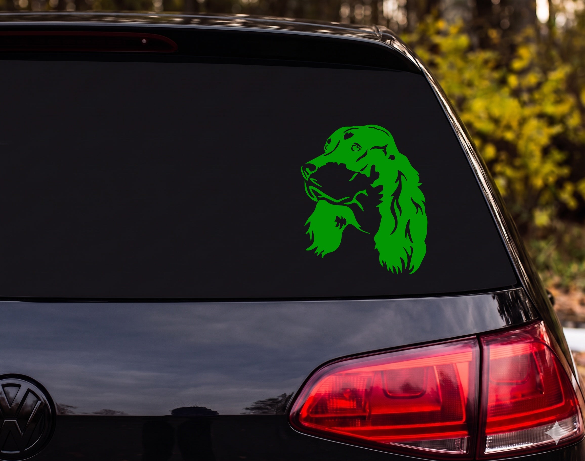 Cocker Spaniel Silhouette Portrait Three-Quarter Profile Vinyl Decal Sticker - Green