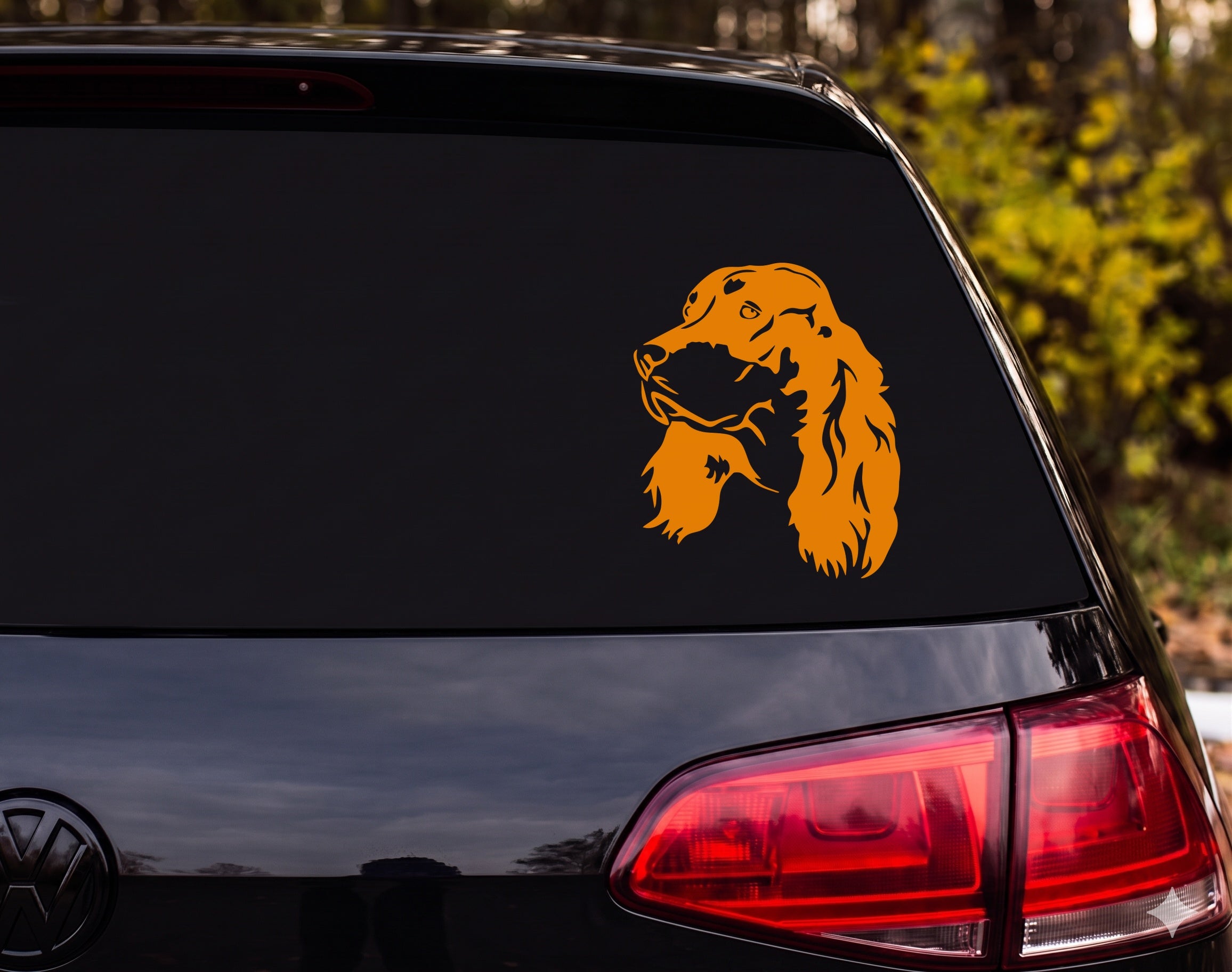 Cocker Spaniel Silhouette Portrait Three-Quarter Profile Vinyl Decal Sticker - Orange