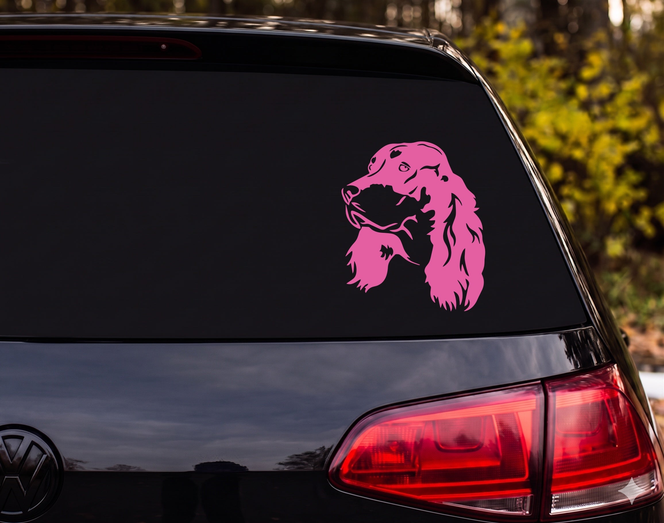 Cocker Spaniel Silhouette Portrait Three-Quarter Profile Vinyl Decal Sticker - Pink