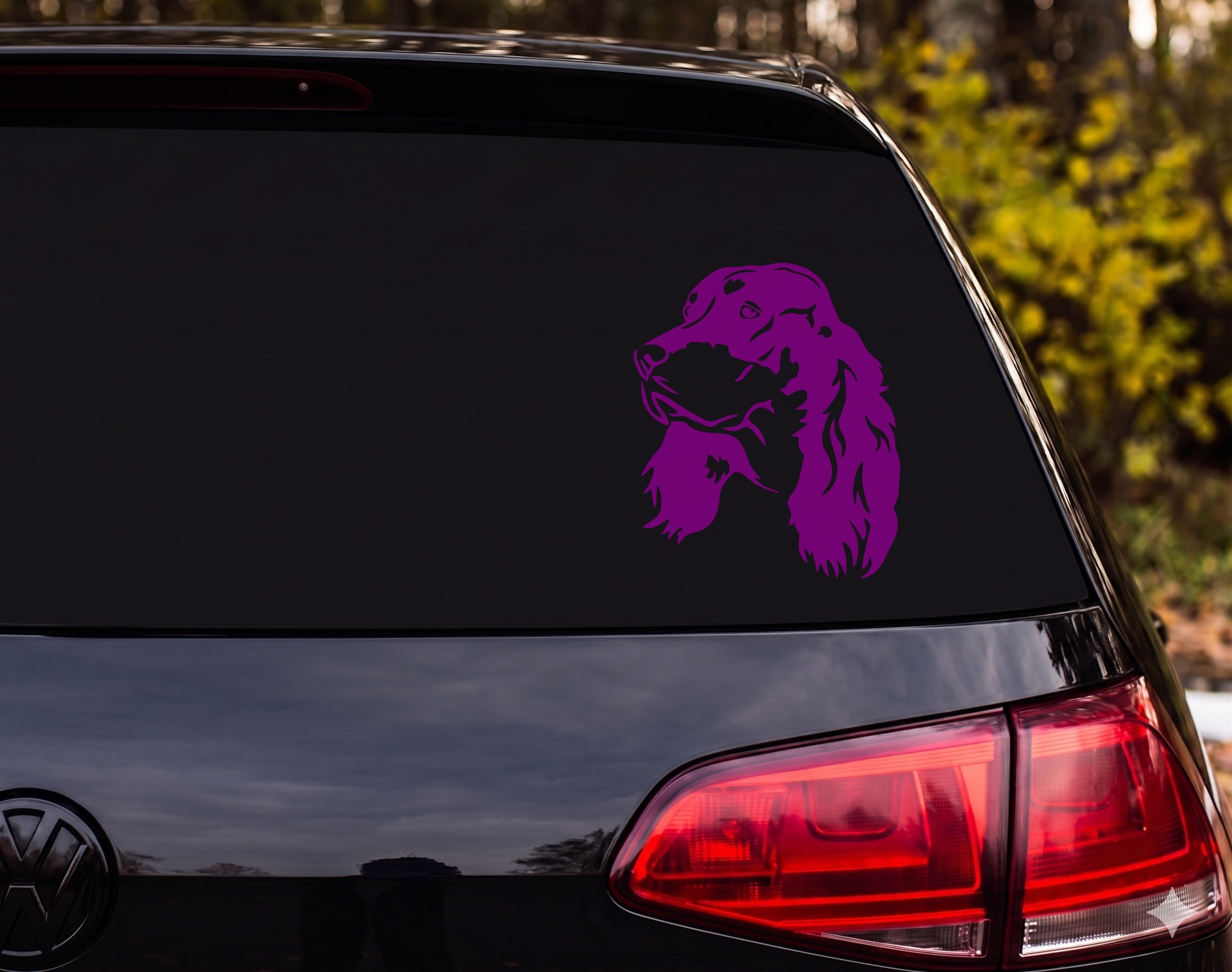 Cocker Spaniel Silhouette Portrait Three-Quarter Profile Vinyl Decal Sticker - Purple