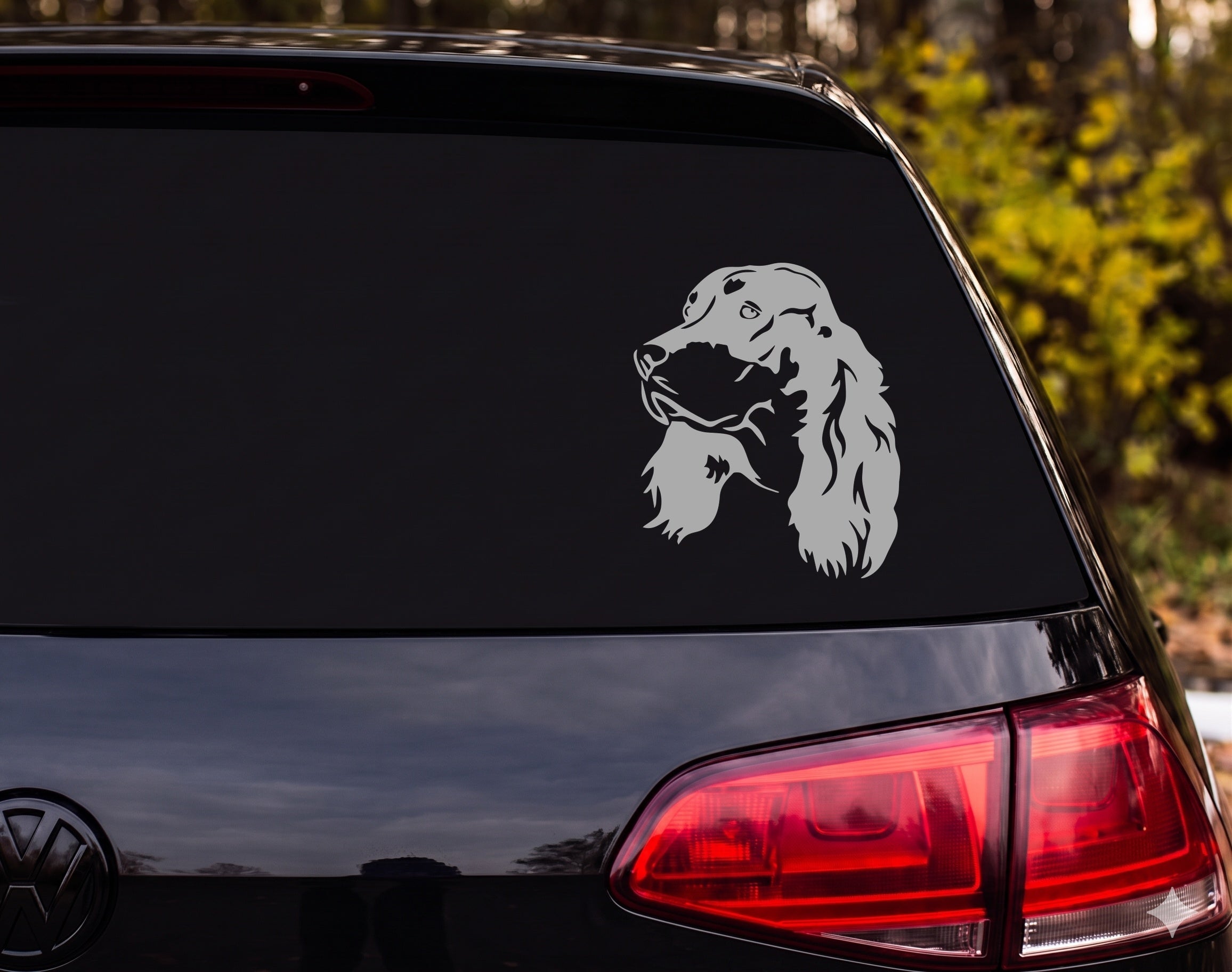 Cocker Spaniel Silhouette Portrait Three-Quarter Profile Vinyl Decal Sticker - Silver