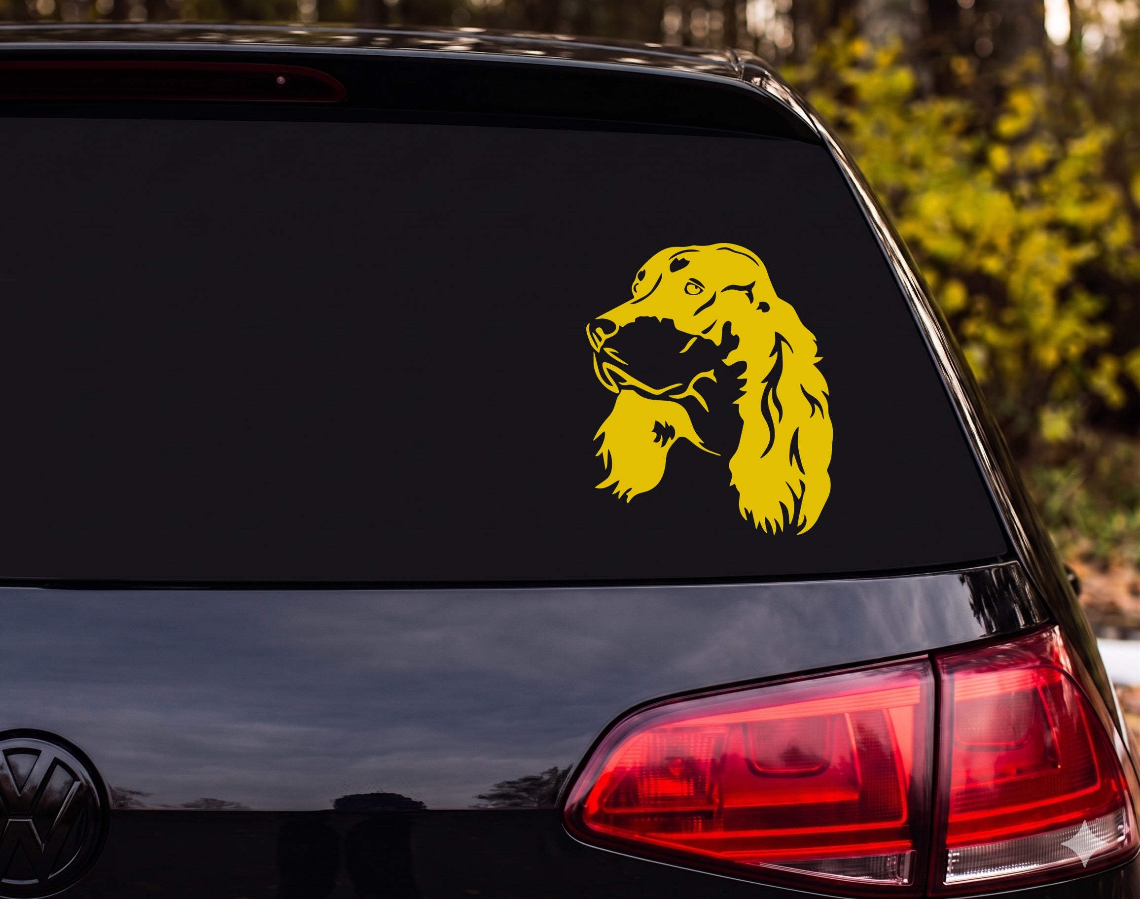 Cocker Spaniel Silhouette Portrait Three-Quarter Profile Vinyl Decal Sticker - Yellow