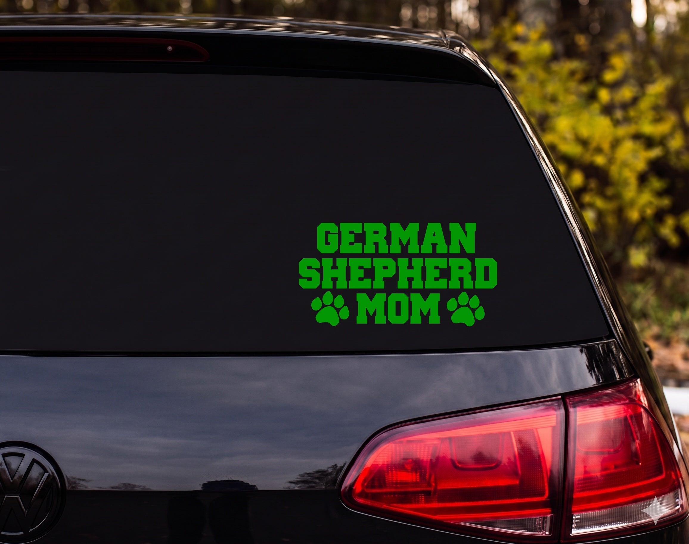 German Shepherd Mom Paw Print Vinyl Decal Sticker Car Window Laptop - Green