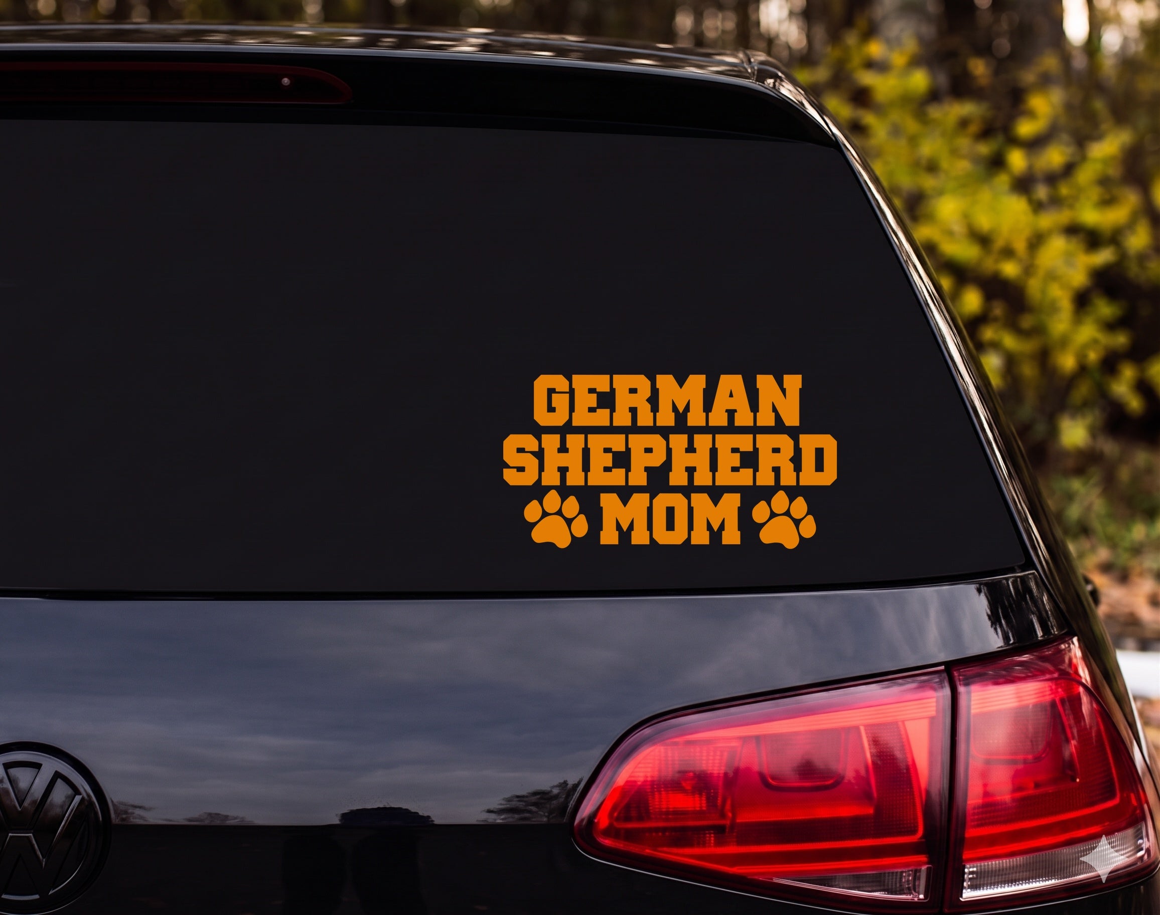 German Shepherd Mom Paw Print Vinyl Decal Sticker Car Window Laptop - Orange