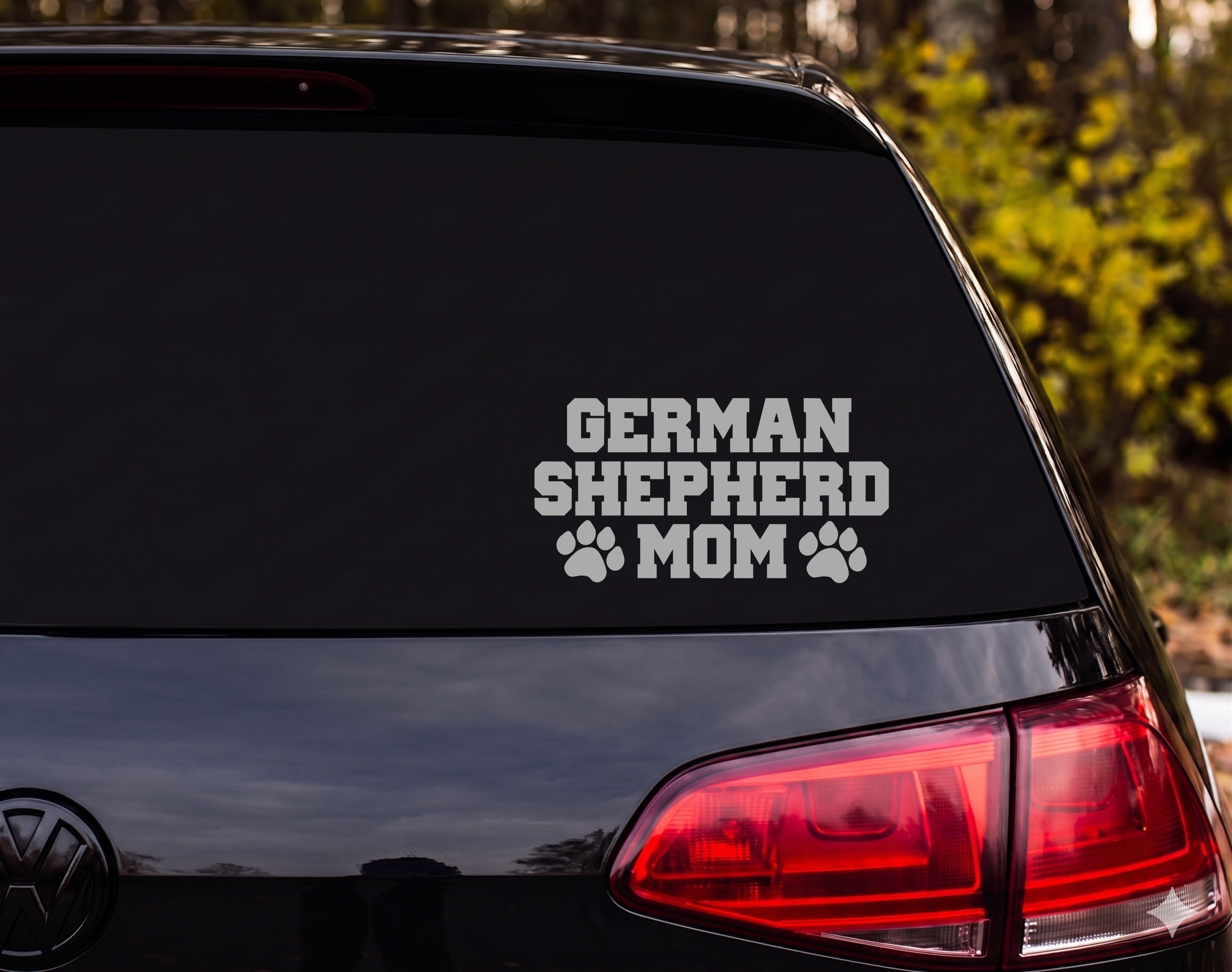 German Shepherd Mom Paw Print Vinyl Decal Sticker Car Window Laptop - Silver