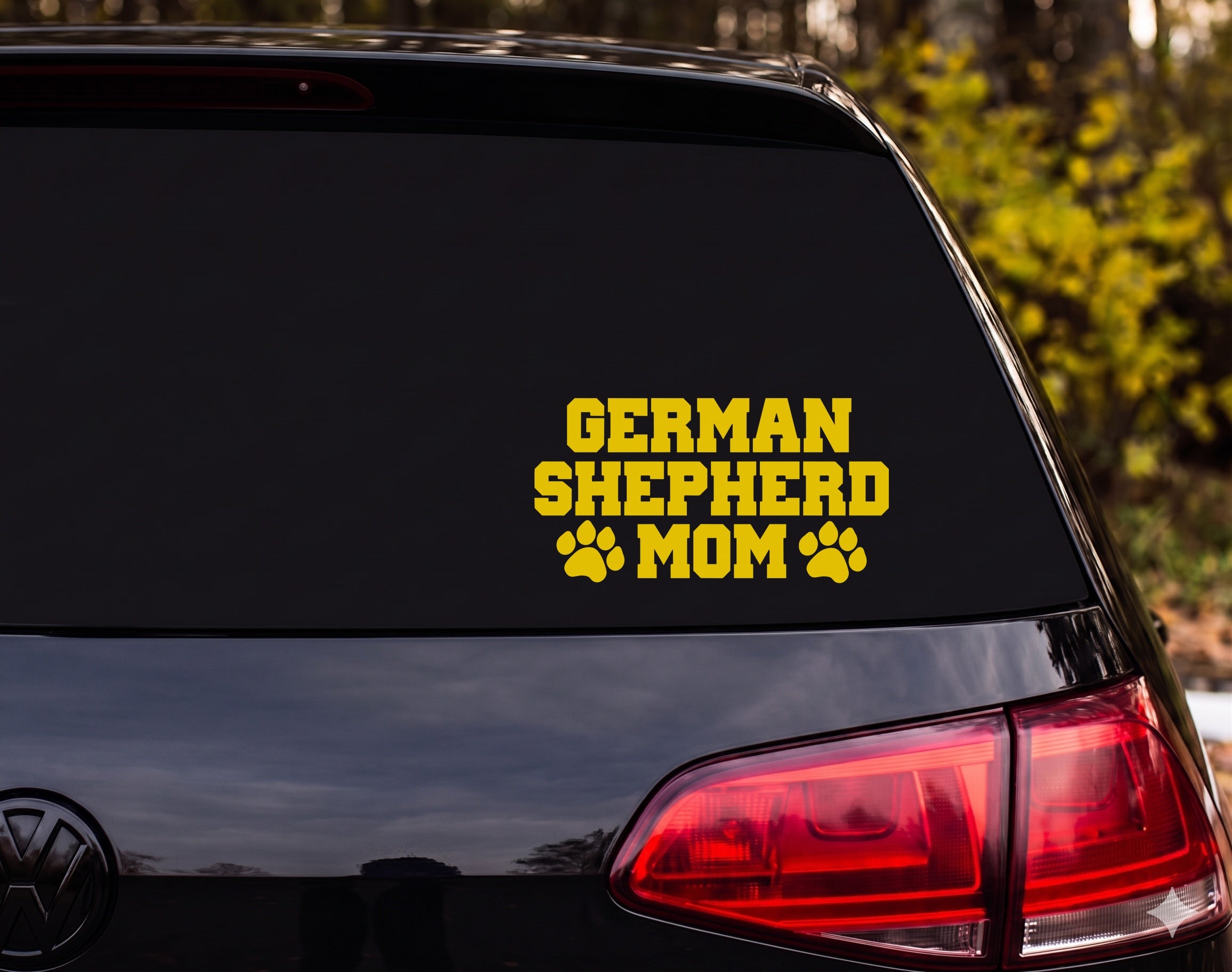 German Shepherd Mom Paw Print Vinyl Decal Sticker Car Window Laptop - Yellow