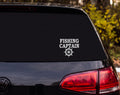 FISHING CAPTAIN Ship Wheel Helm Silhouette Vinyl Decal Sticker Car Window - White