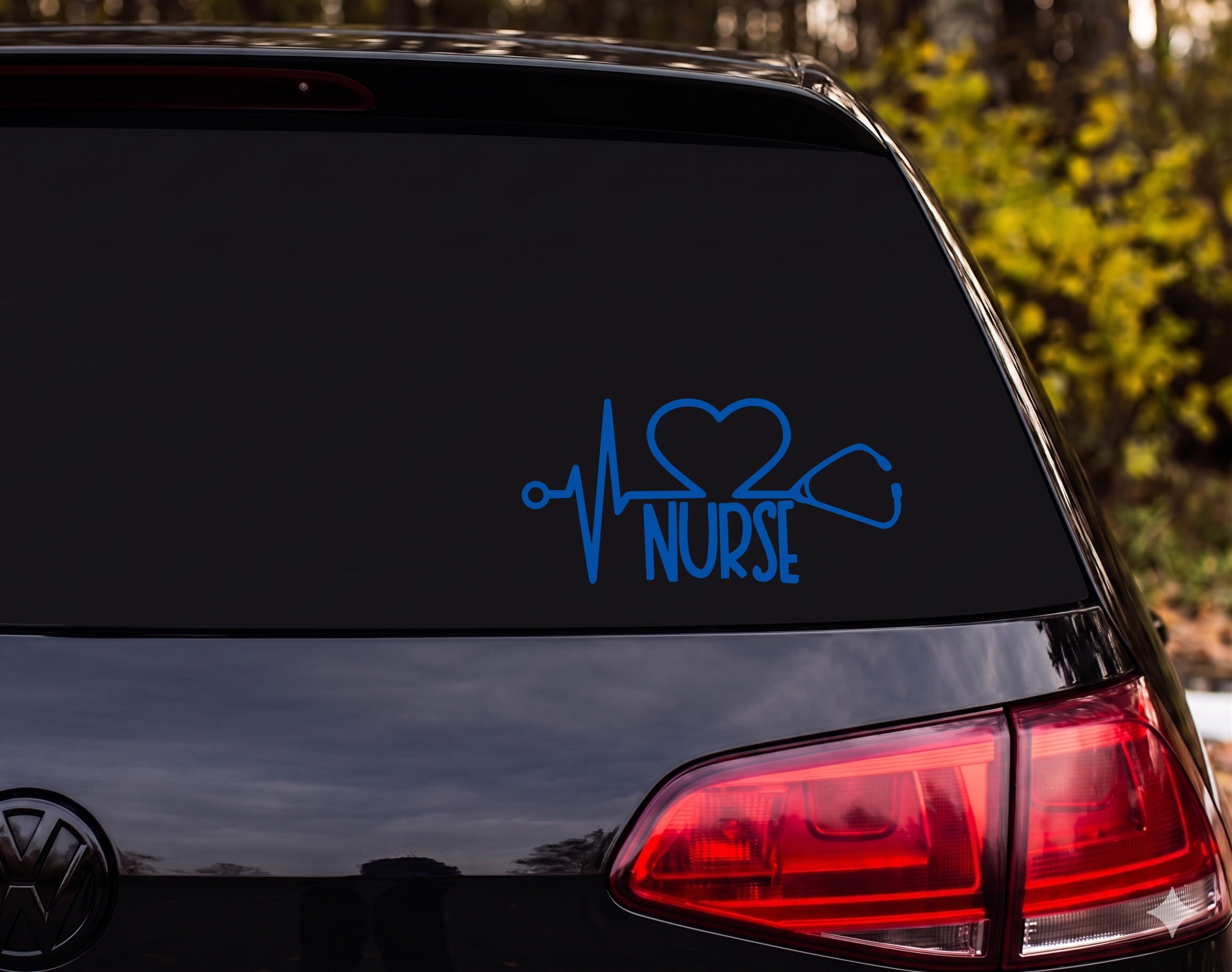 Nurse EKG Heartbeat Heart Stethoscope Vinyl Decal Sticker Car Window Laptop - Blue