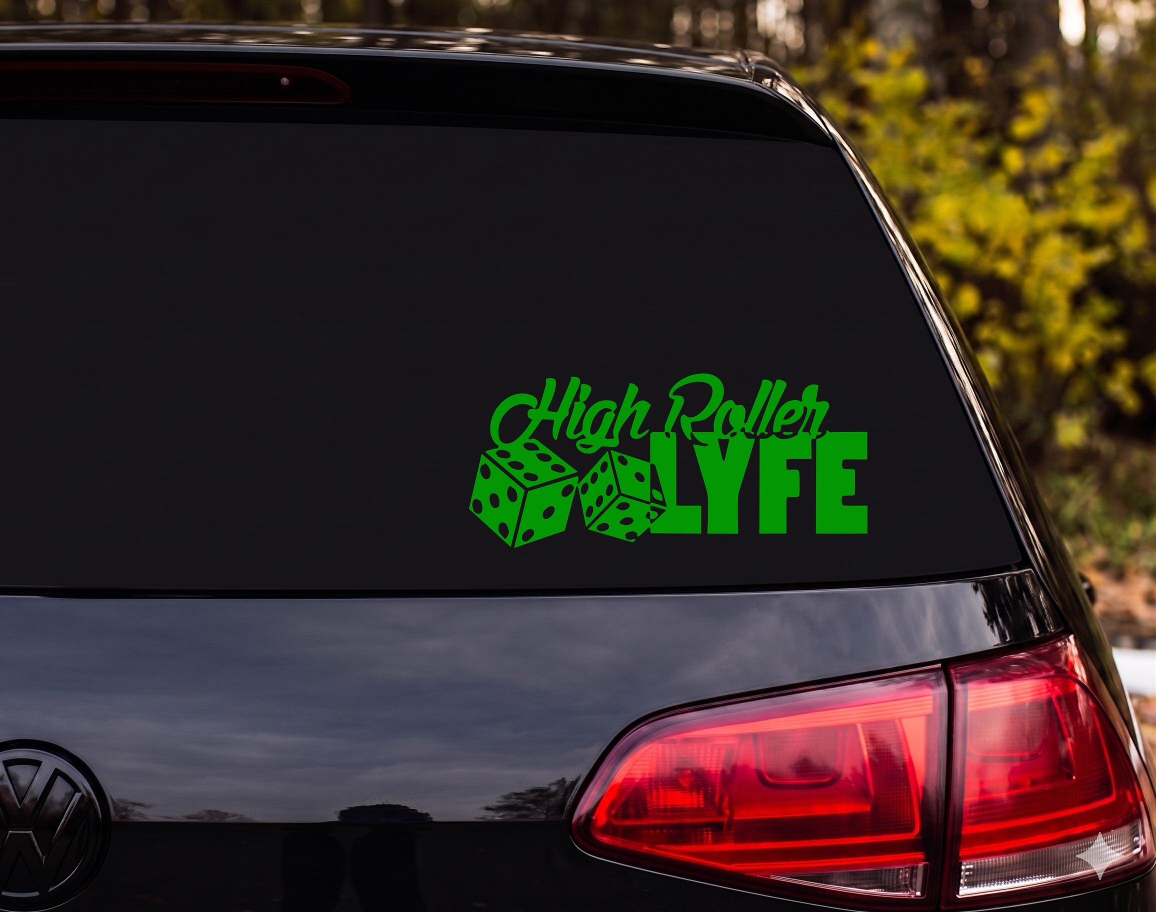 High Roller LYFE Tumbling Dice Vinyl Decal Sticker Car Window Laptop - Green