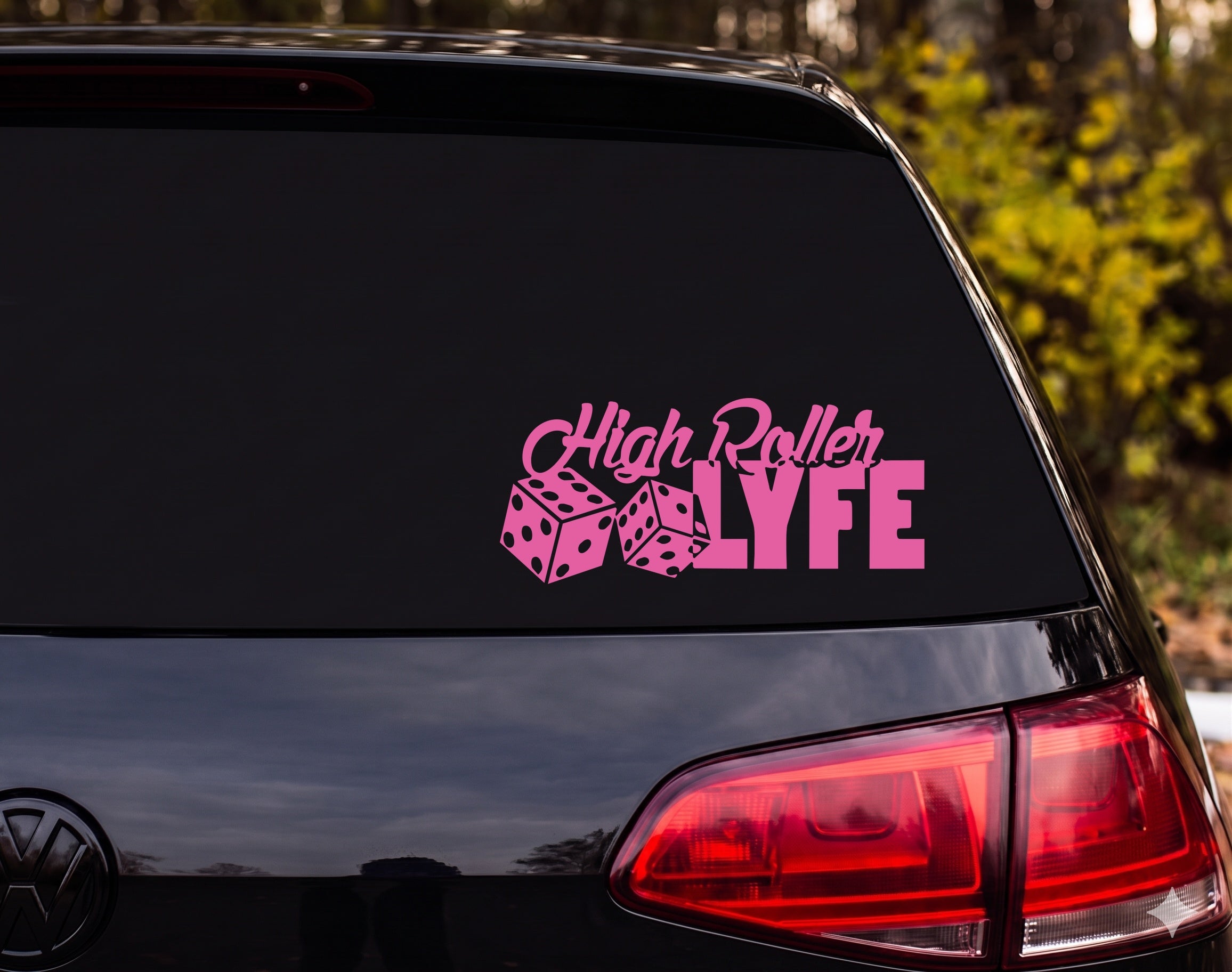 High Roller LYFE Tumbling Dice Vinyl Decal Sticker Car Window Laptop - Pink