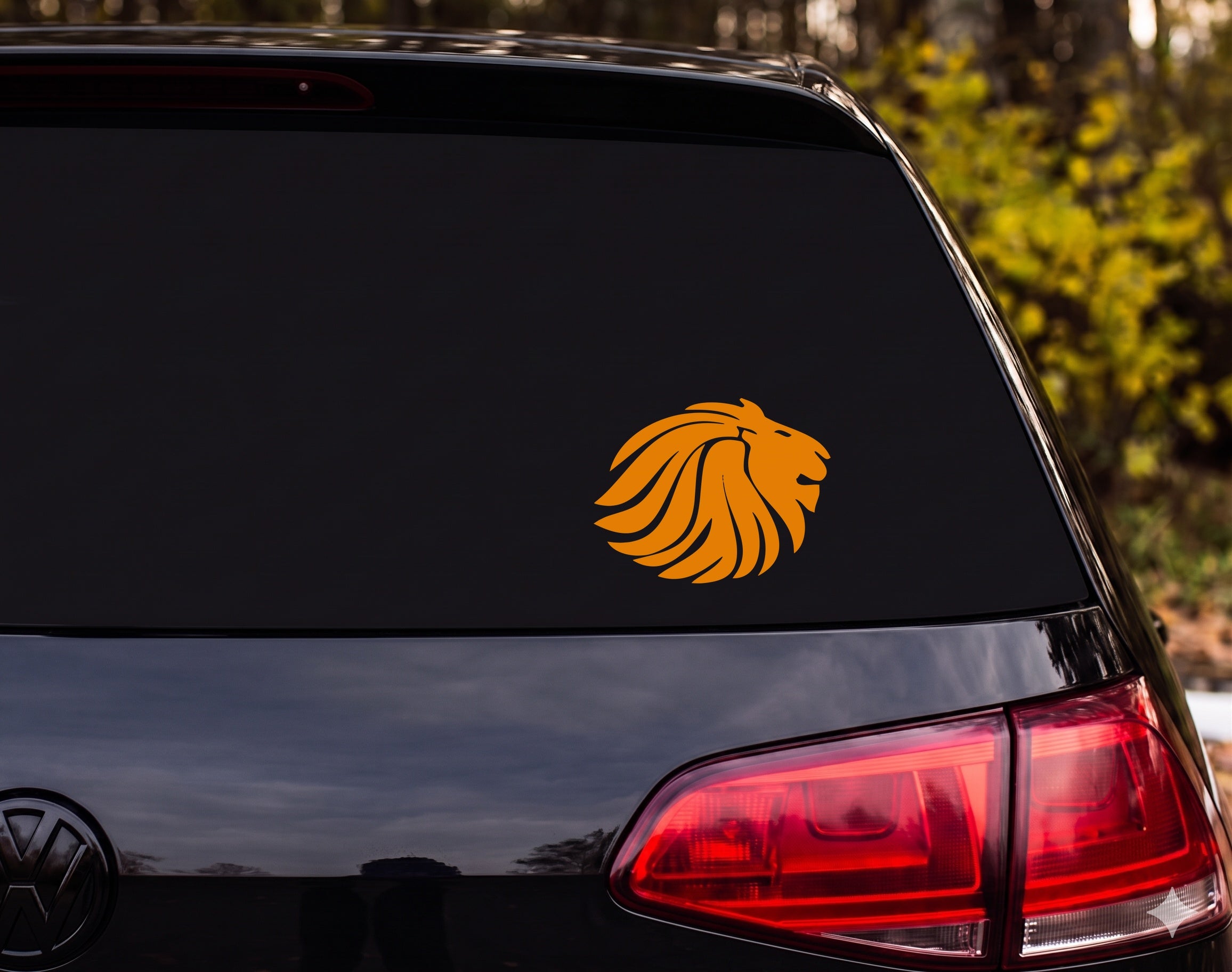 Lion Head Profile Silhouette Tribal Mane Vinyl Decal Sticker Car Window Laptop - Orange