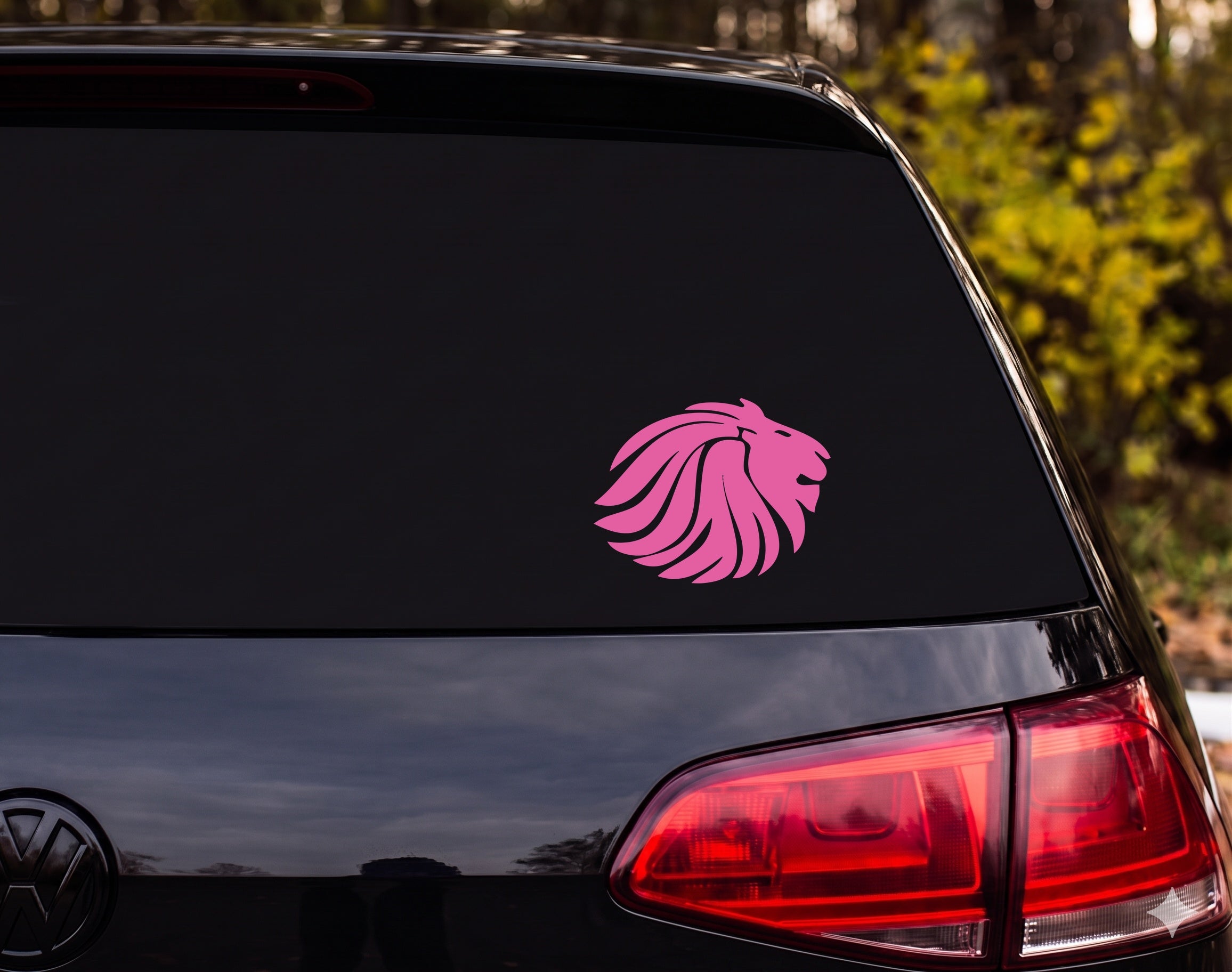Lion Head Profile Silhouette Tribal Mane Vinyl Decal Sticker Car Window Laptop - Pink