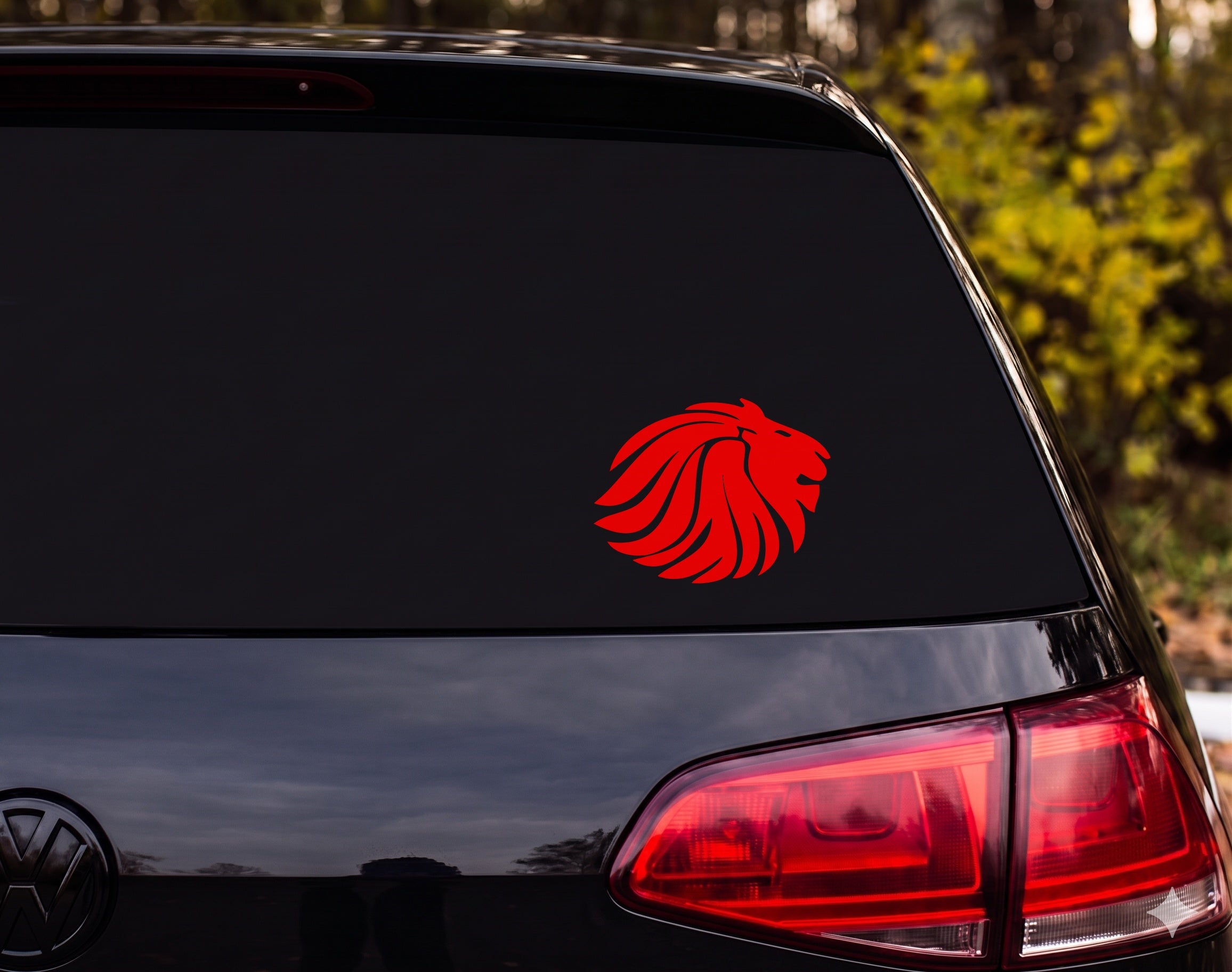 Lion Head Profile Silhouette Tribal Mane Vinyl Decal Sticker Car Window Laptop - Red