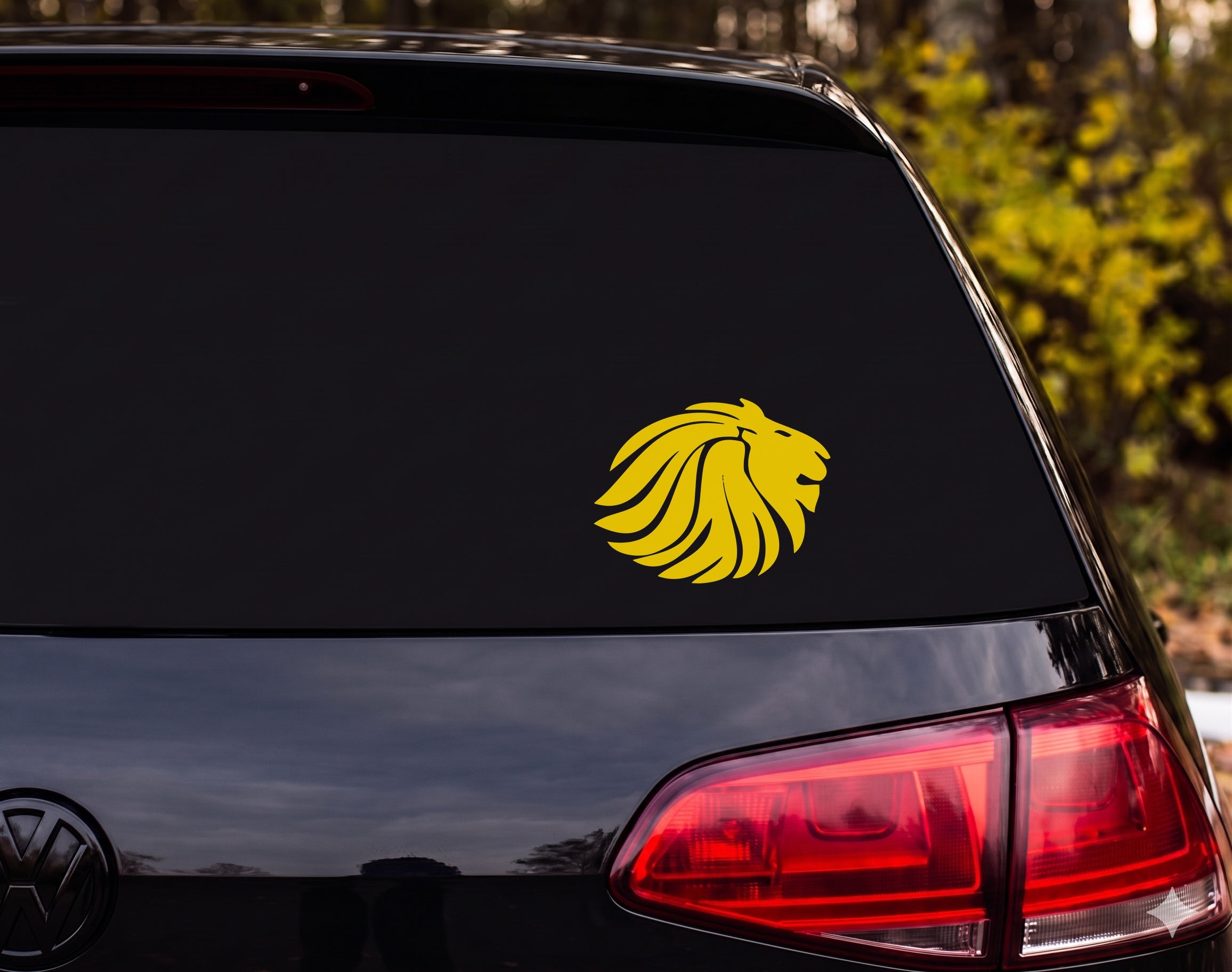 Lion Head Profile Silhouette Tribal Mane Vinyl Decal Sticker Car Window Laptop - Yellow
