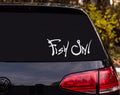 Fish On! Fishing Hook Letter Art Vinyl Decal Sticker Car Window Laptop - White