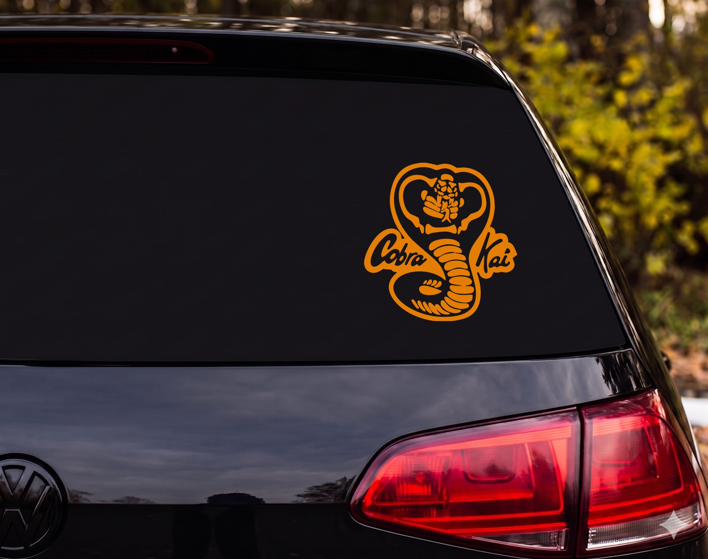 Cobra Kai Rearing Hooded Cobra Snake Graphic Vinyl Decal Sticker Car Laptop - Orange