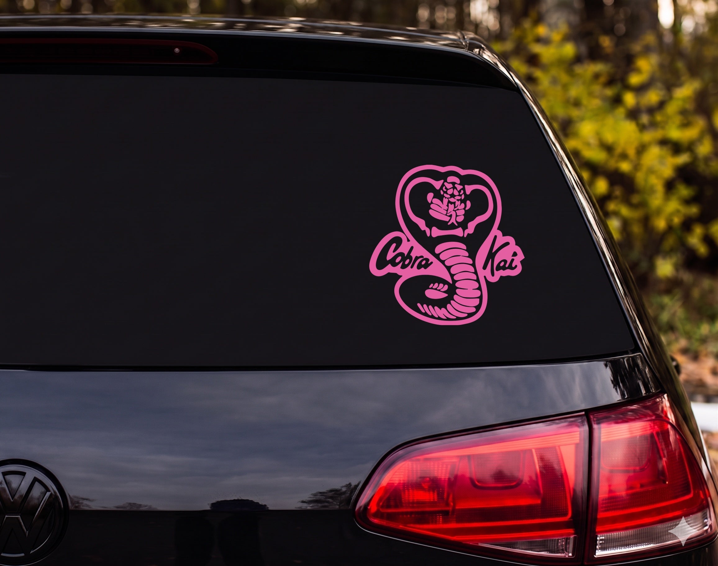 Cobra Kai Rearing Hooded Cobra Snake Graphic Vinyl Decal Sticker Car Laptop - Pink