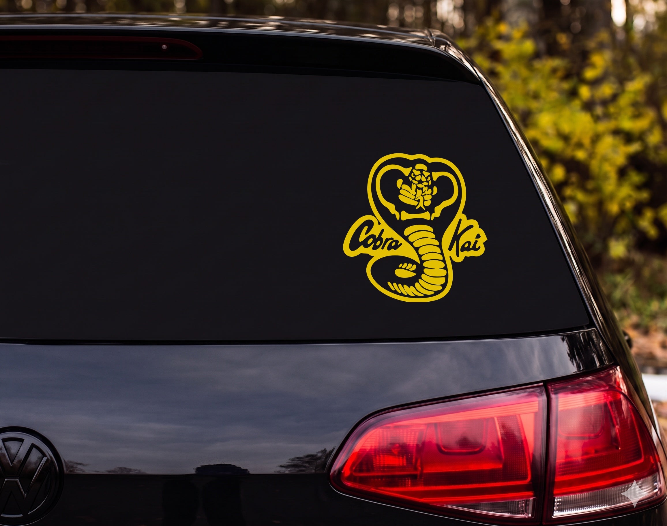 Cobra Kai Rearing Hooded Cobra Snake Graphic Vinyl Decal Sticker Car Laptop - Yellow