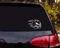 Angry Skull Side Profile Flames Speed Lines Bold Outline Vinyl Decal Sticker - White