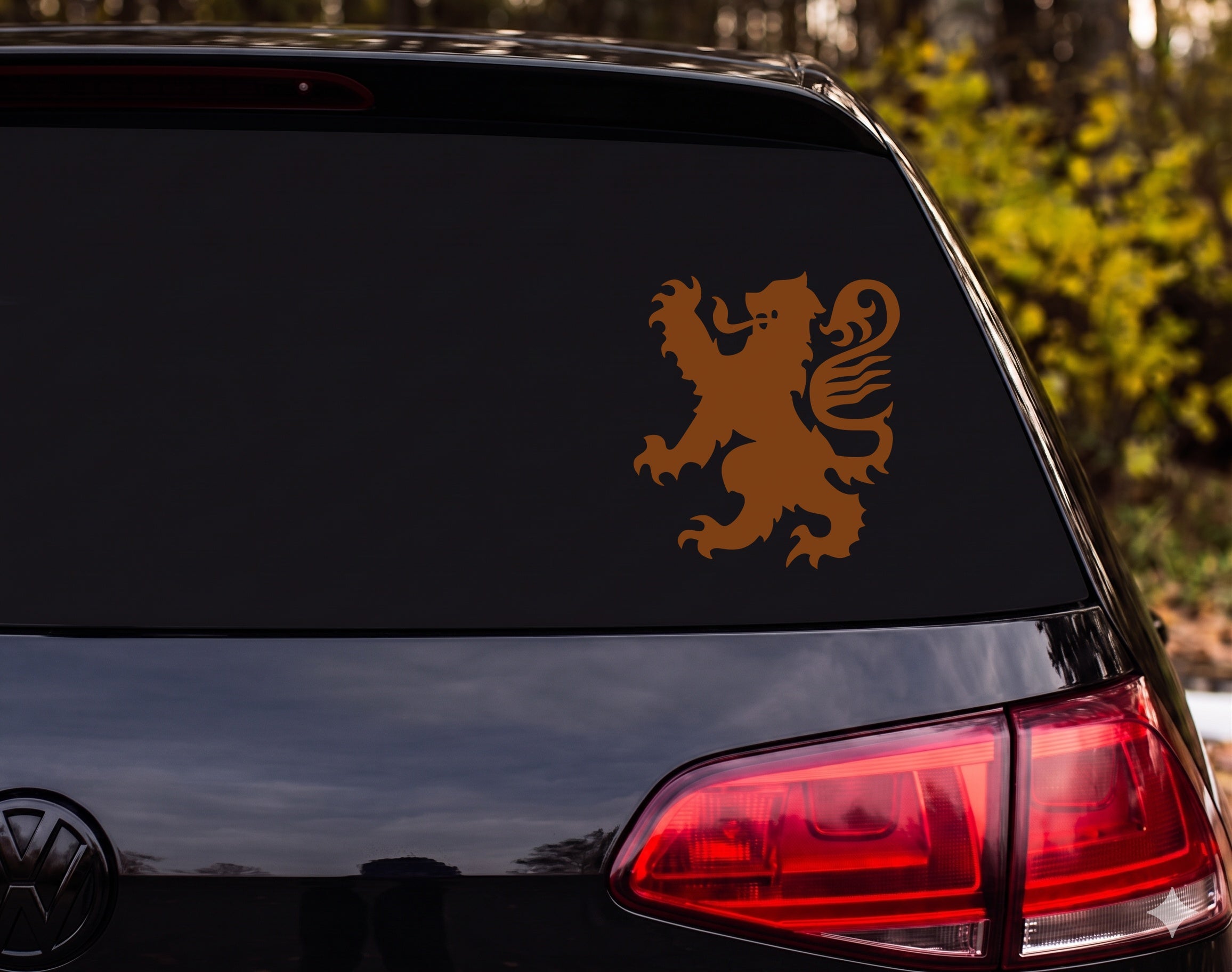 Heraldic Lion Rampant Silhouette Rearing Claws Mane Vinyl Decal Sticker - Brown