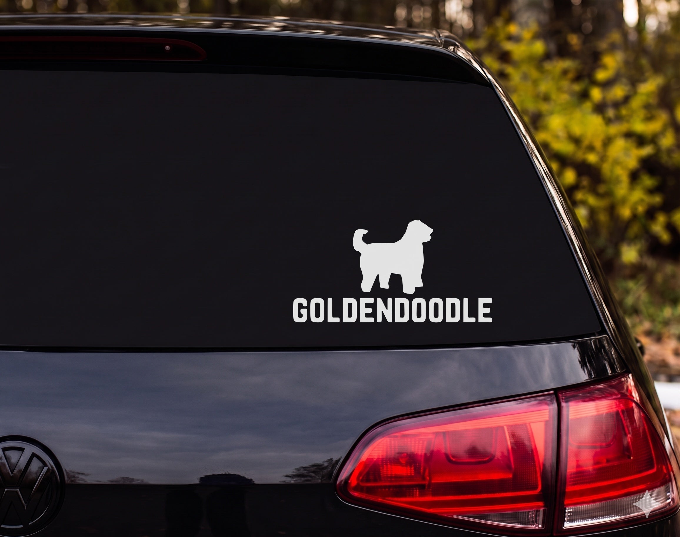 Goldendoodle Silhouette Standing Profile GOLDENDOODLE Vinyl Decal Sticker Car - White