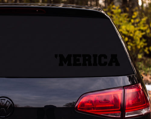 'MERICA Bold Block Letter Vinyl Decal Sticker Car Window Laptop - Black