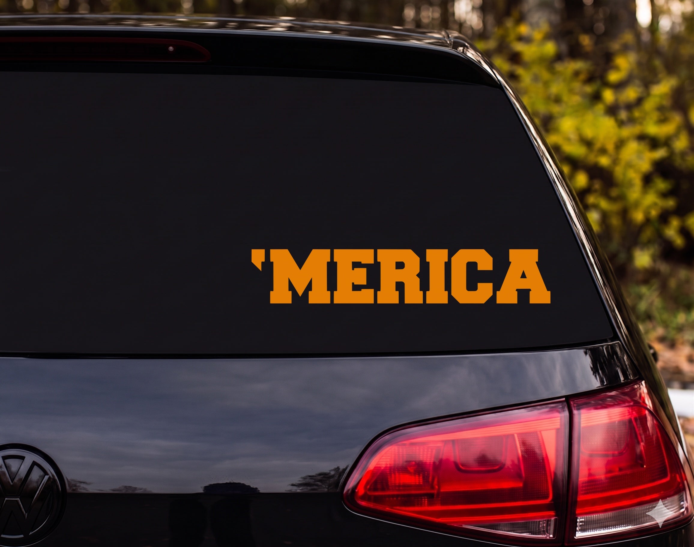 'MERICA Bold Block Letter Vinyl Decal Sticker Car Window Laptop - Orange