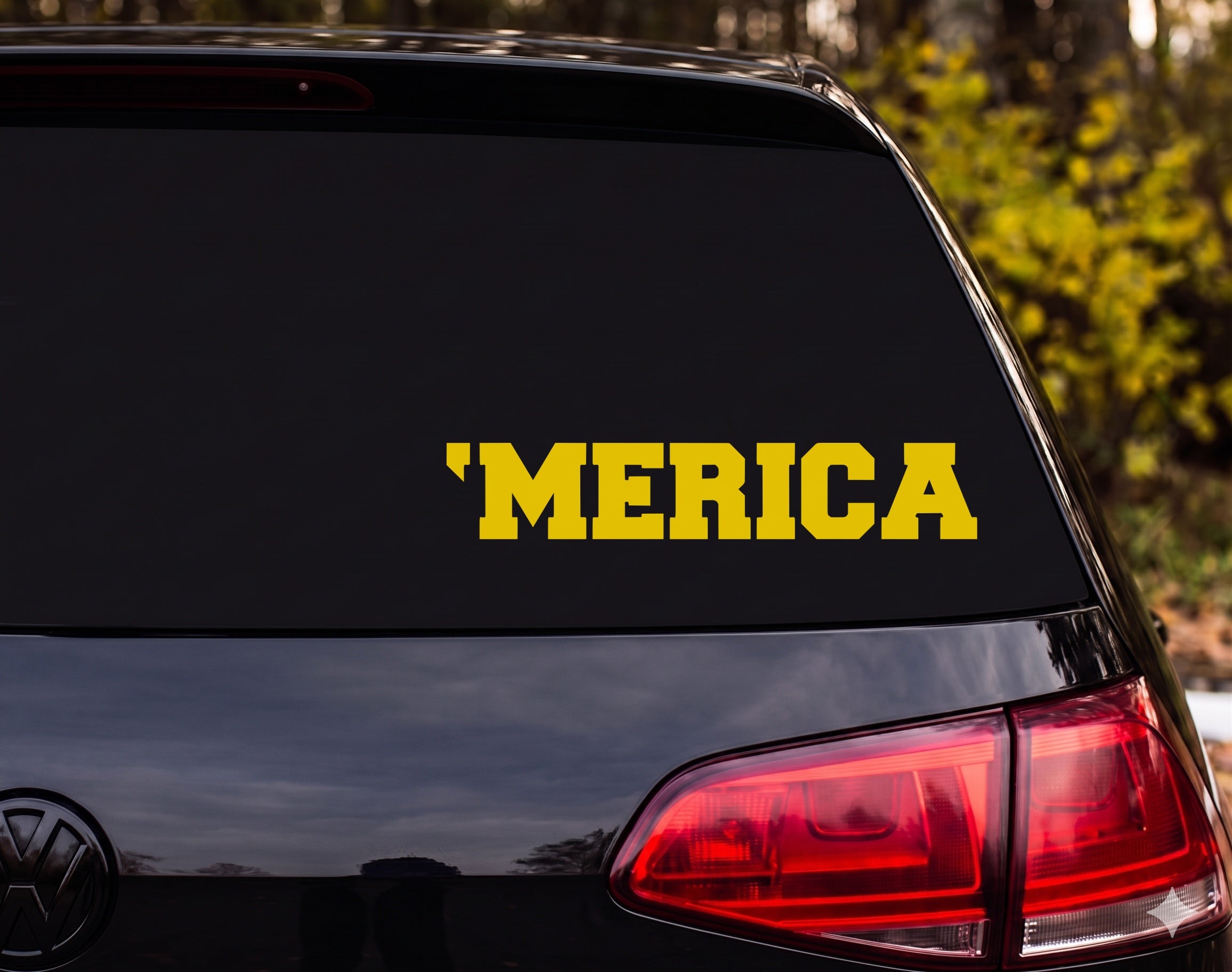 'MERICA Bold Block Letter Vinyl Decal Sticker Car Window Laptop - Yellow