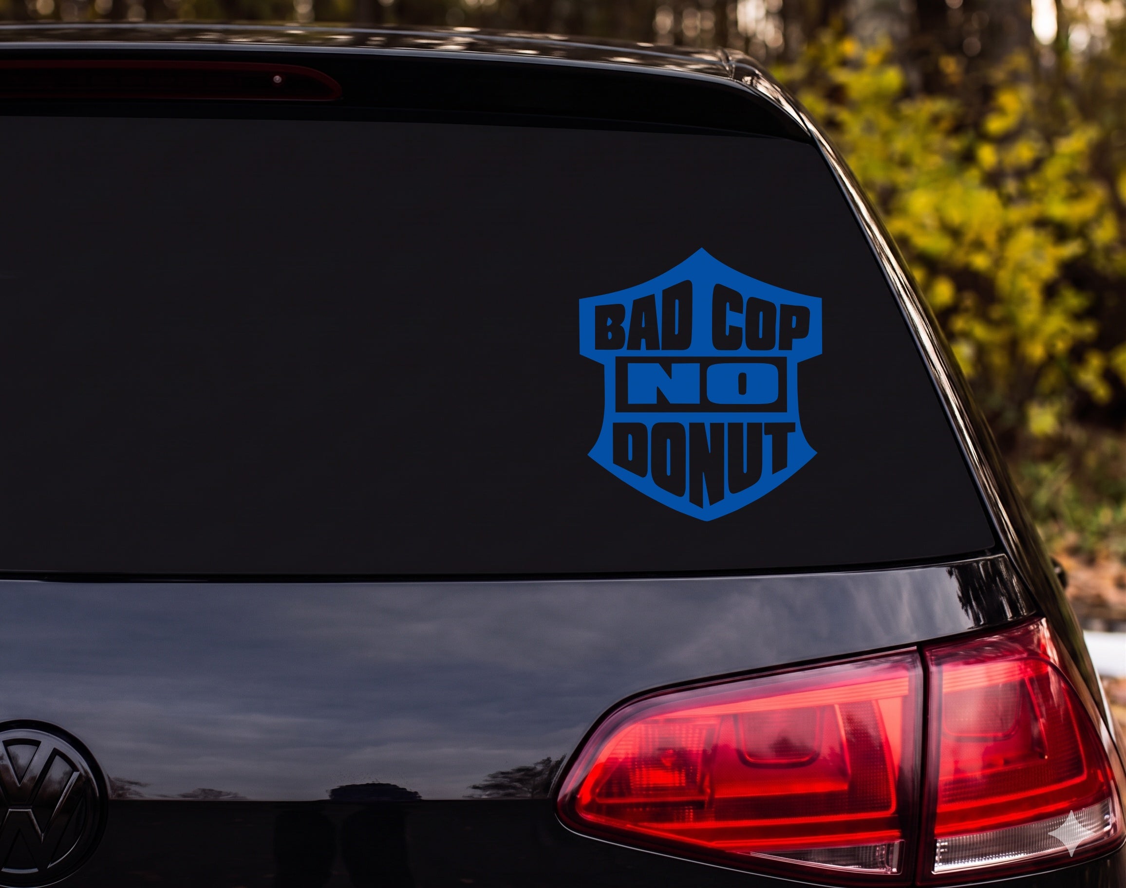 BAD COP NO DONUT Police Shield Badge Vinyl Decal Sticker Car Window Laptop - Blue
