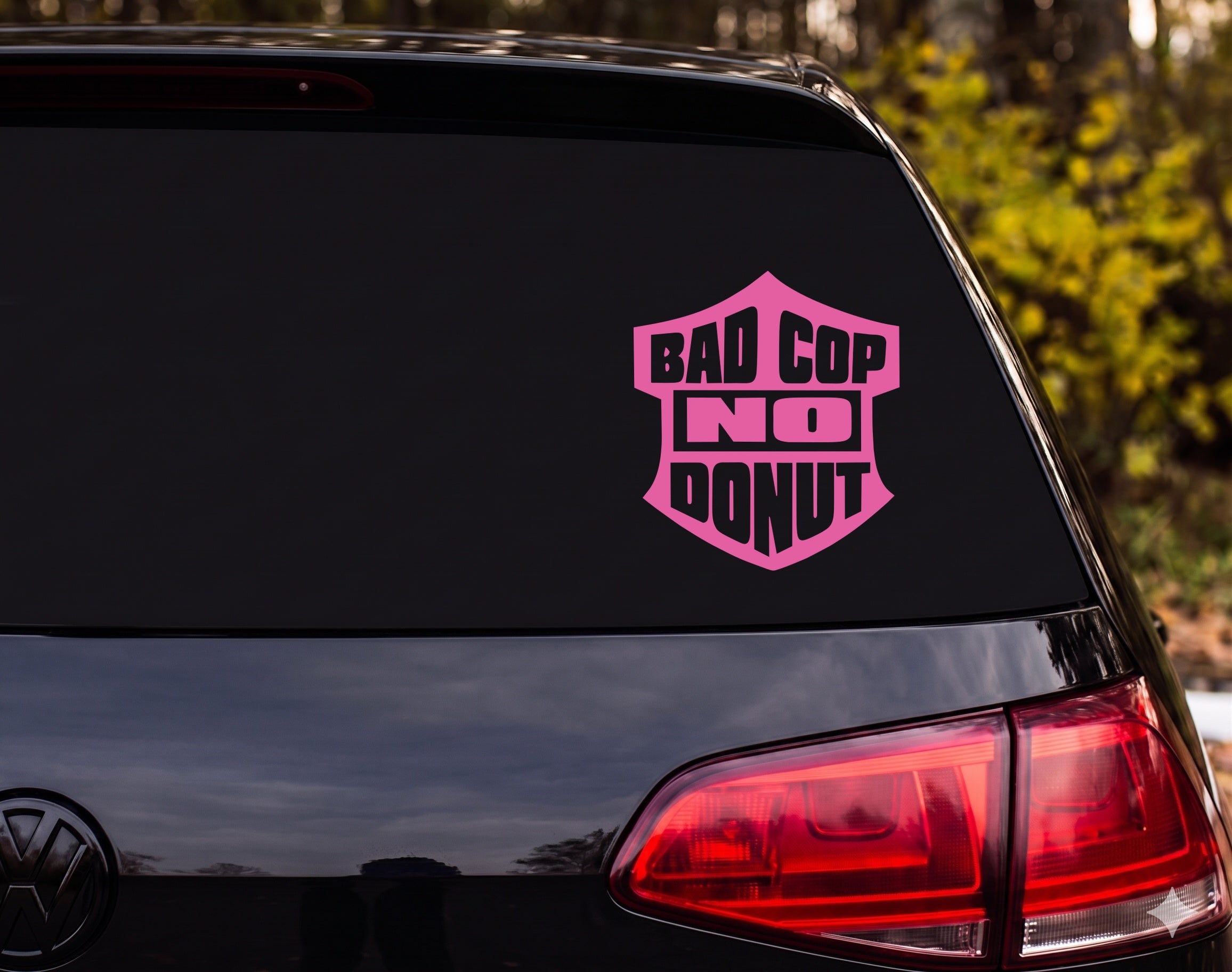 BAD COP NO DONUT Police Shield Badge Vinyl Decal Sticker Car Window Laptop - Pink