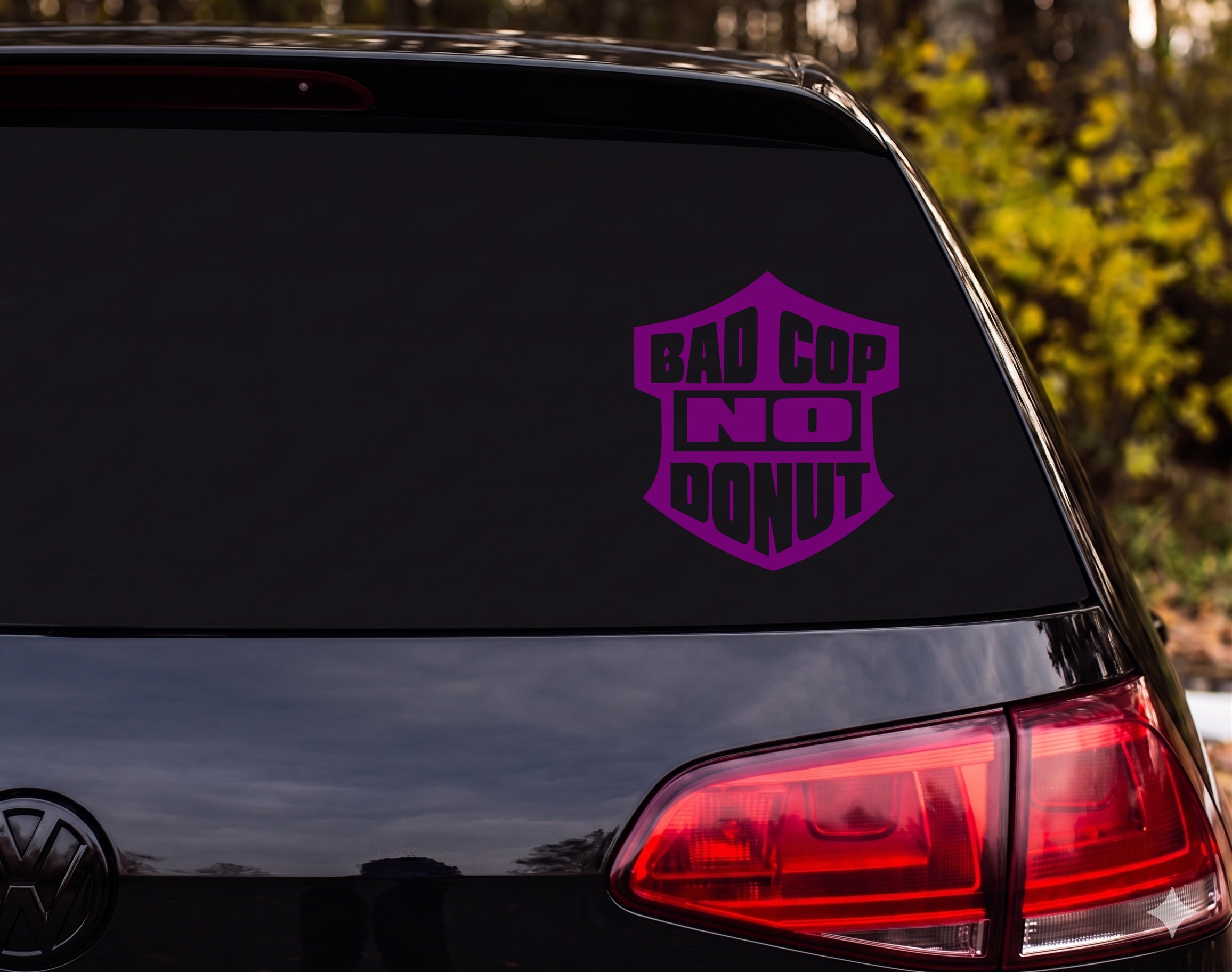 BAD COP NO DONUT Police Shield Badge Vinyl Decal Sticker Car Window Laptop - Purple