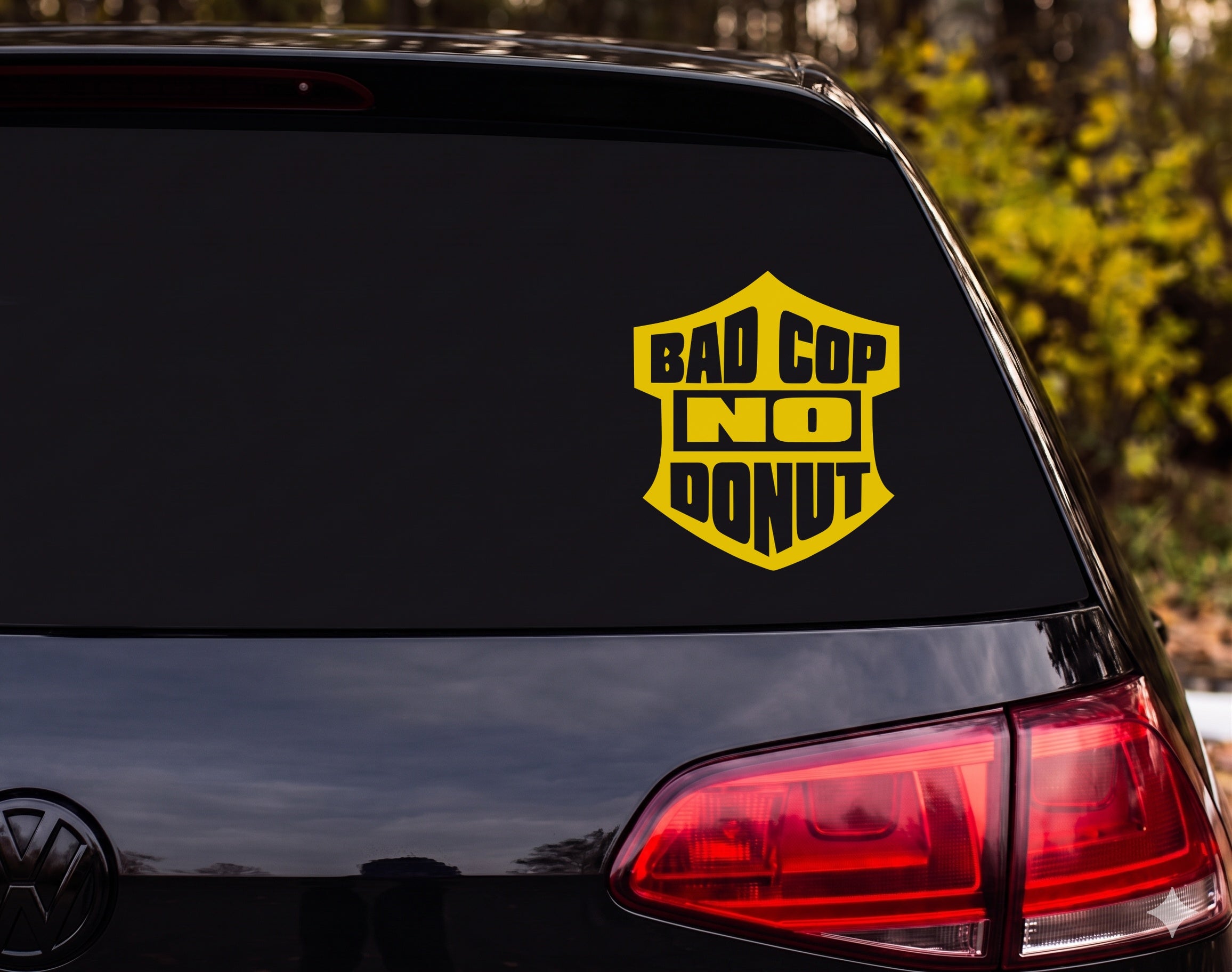 BAD COP NO DONUT Police Shield Badge Vinyl Decal Sticker Car Window Laptop - Yellow