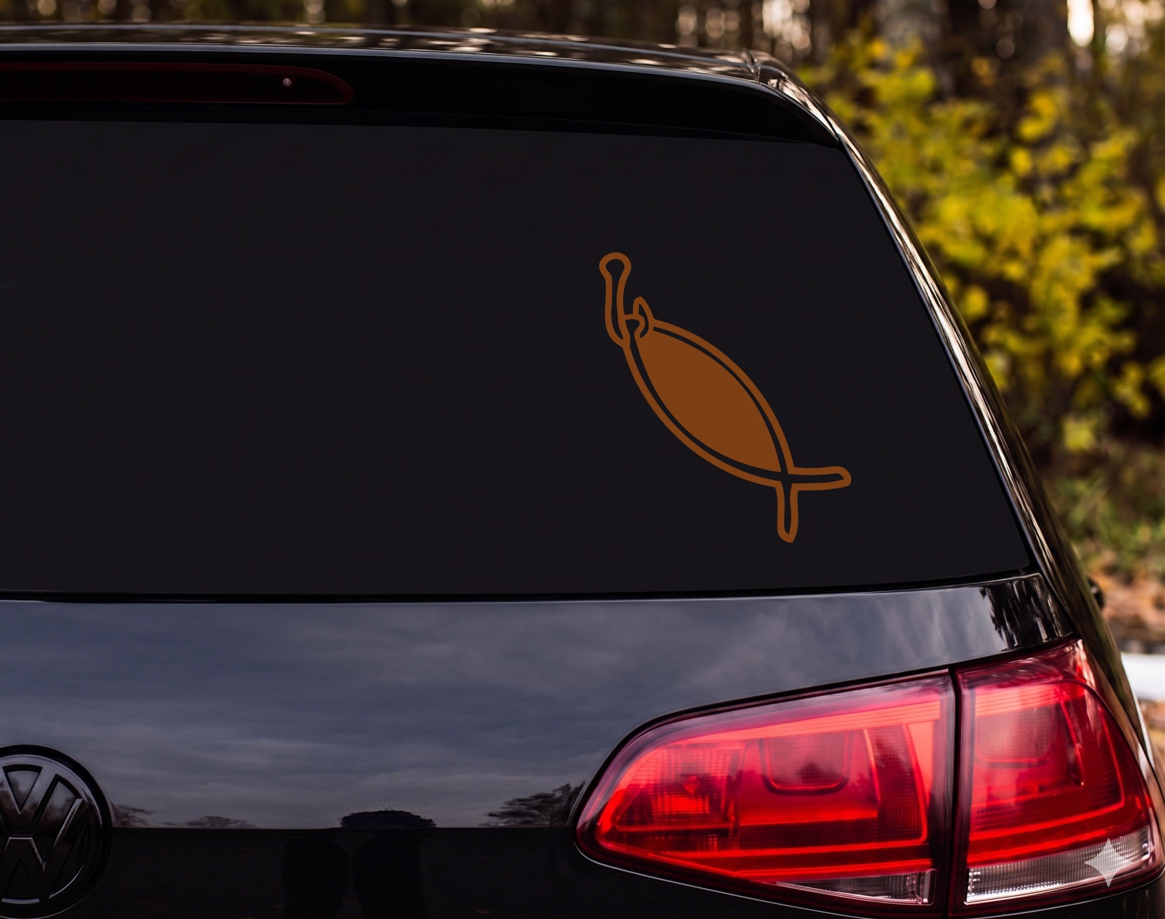 Fishing Lure Spoon Bait Bold Outline Diagonal Vinyl Decal Sticker Car Laptop - Brown