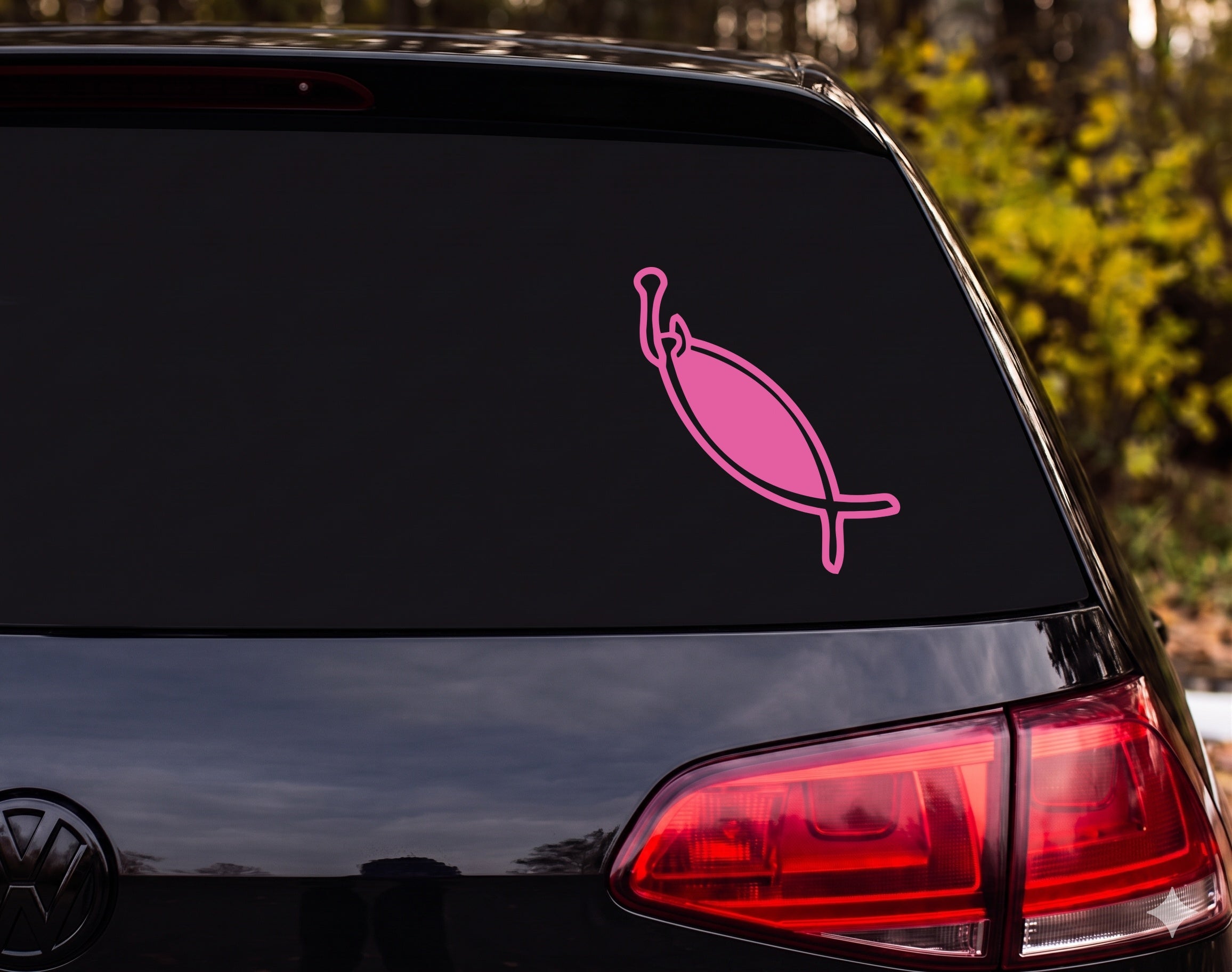 Fishing Lure Spoon Bait Bold Outline Diagonal Vinyl Decal Sticker Car Laptop - Pink