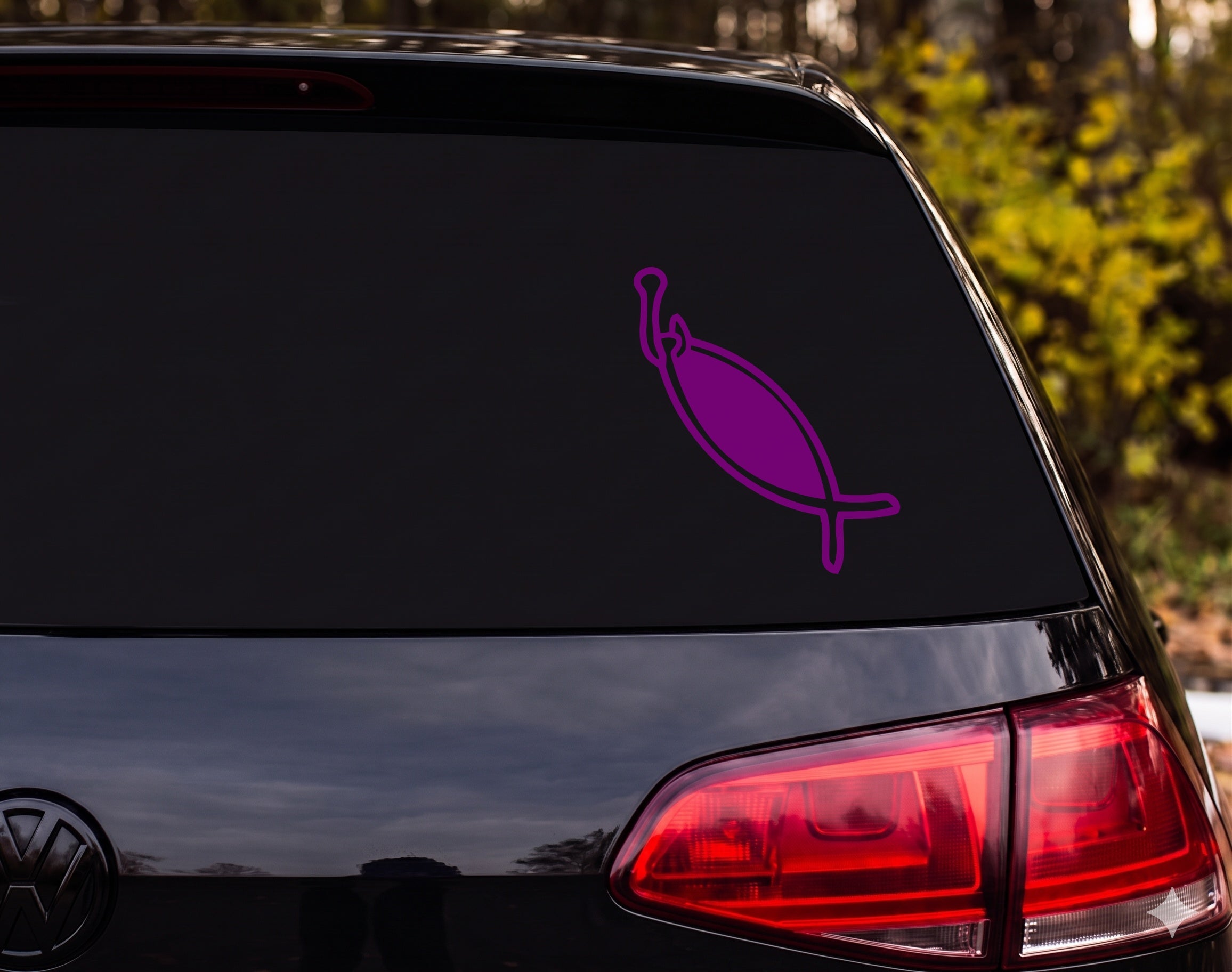 Fishing Lure Spoon Bait Bold Outline Diagonal Vinyl Decal Sticker Car Laptop - Purple