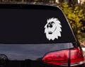 Roaring Male Lion Head Profile Silhouette Mane Fangs Vinyl Decal Sticker Car - White