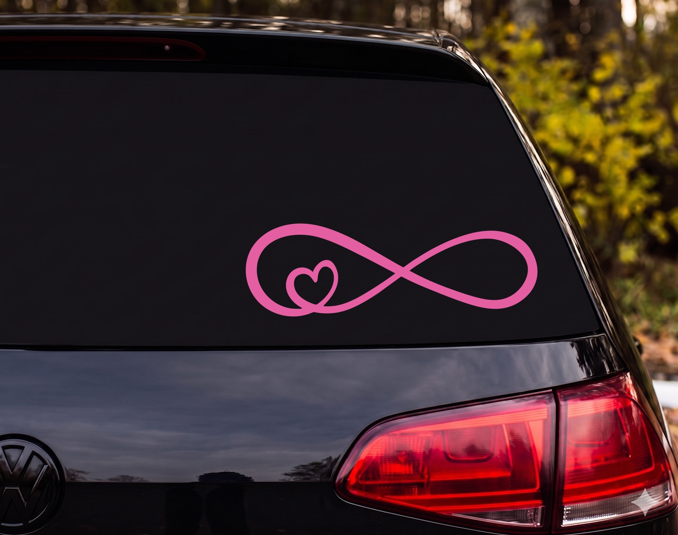 Infinity Symbol Heart Inside Left Loop Outline Vinyl Decal Sticker Car Laptop - Pink