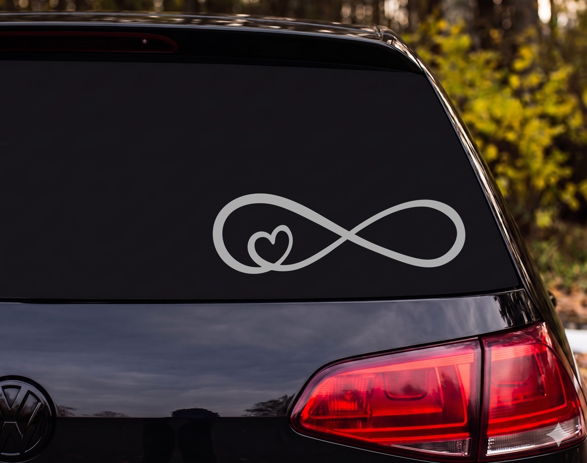 Infinity Symbol Heart Inside Left Loop Outline Vinyl Decal Sticker Car Laptop - Silver
