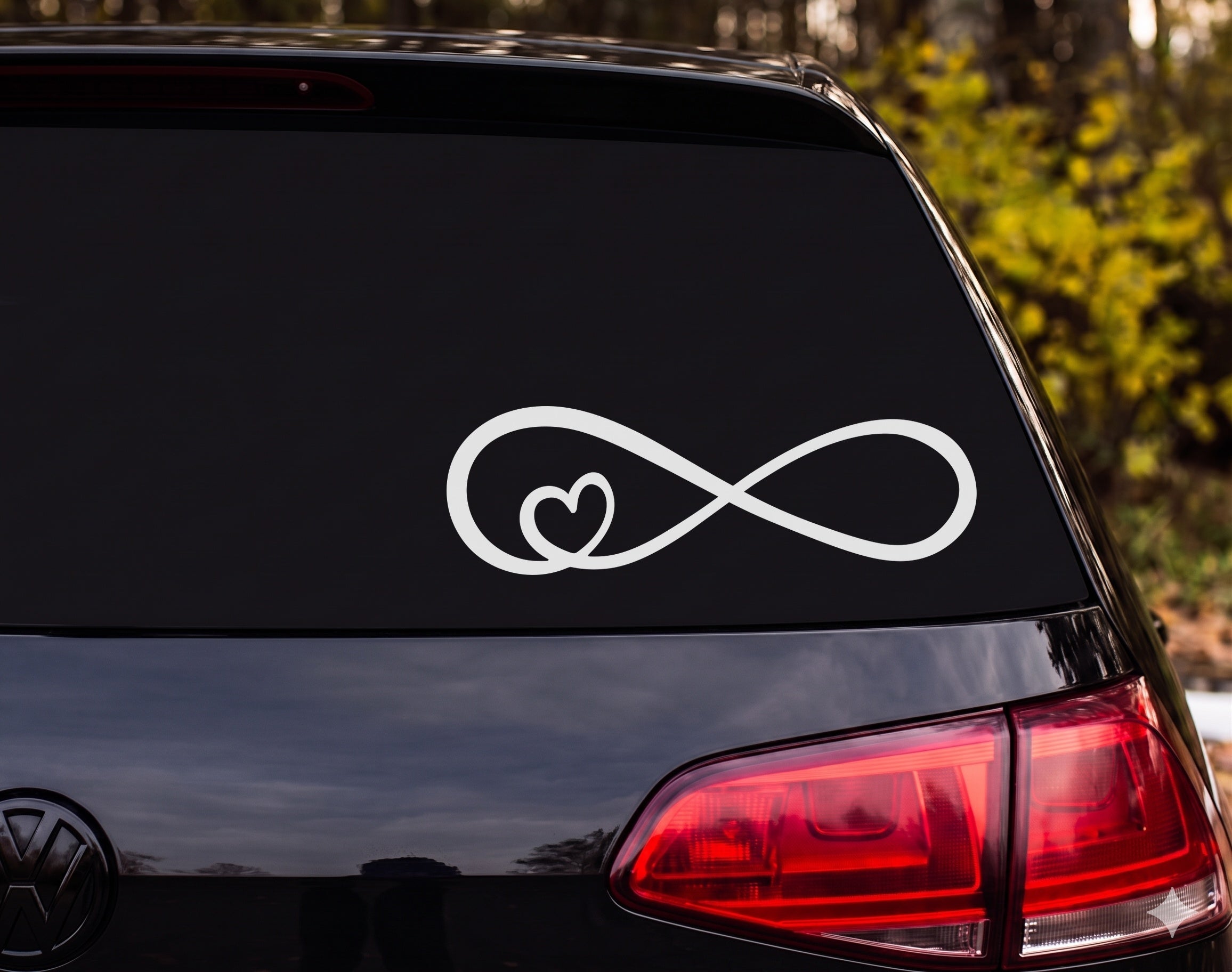 Infinity Symbol Heart Inside Left Loop Outline Vinyl Decal Sticker Car Laptop - White