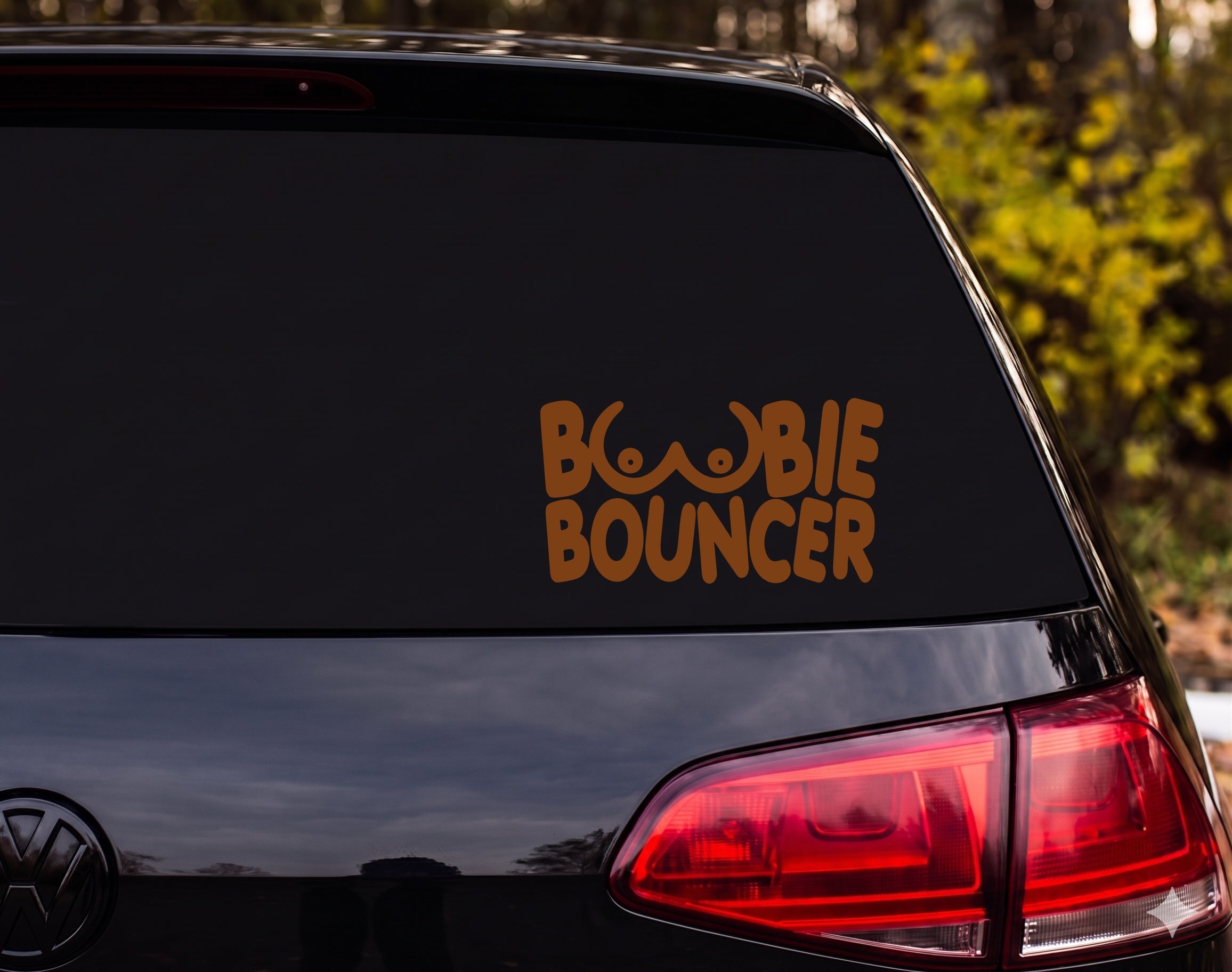 BOOBIE BOUNCER Funny Breast Cartoon Decal Sticker Car Window Laptop - Brown
